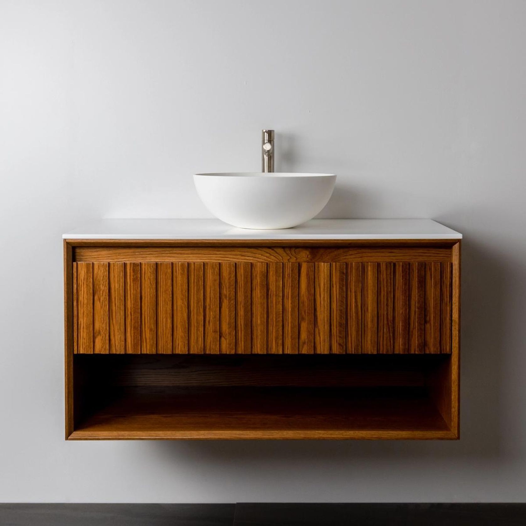Plato Largo 1200 Single Drawer Open Shelf Wall Hung Vanity Range gallery detail image