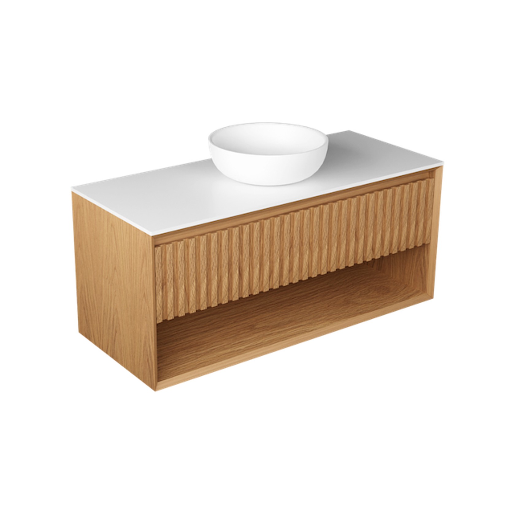 Plato Largo 1200 Single Drawer Open Shelf Wall Hung Vanity Range gallery detail image