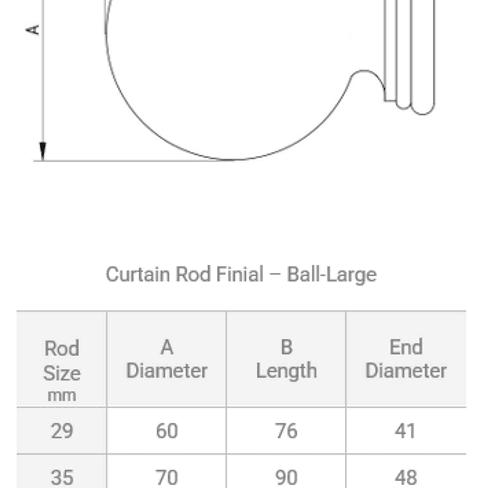 Large Ball - Curtain Rod Finial gallery detail image