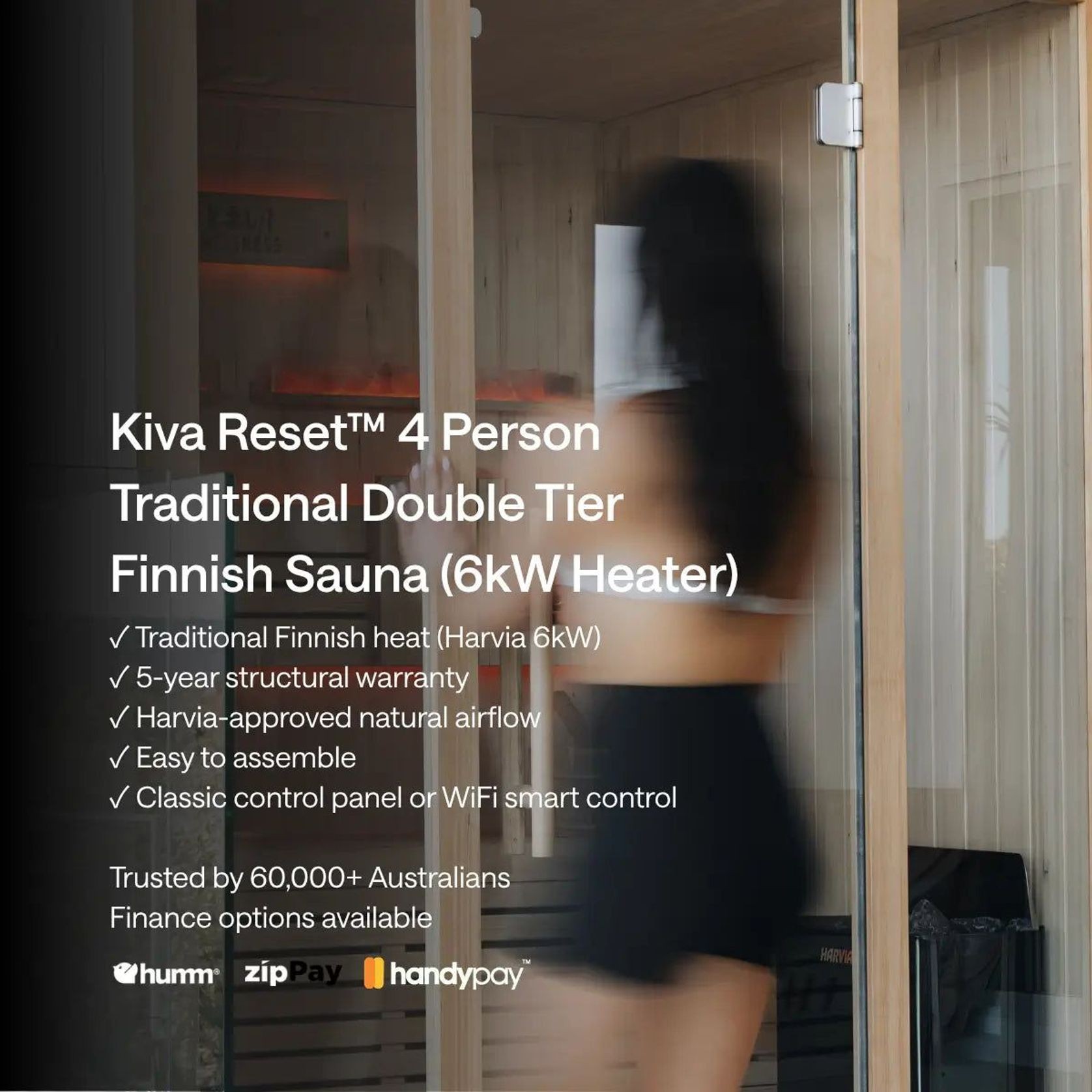 ‍Kiva Reset™ 4 Person Traditional Double Tier Sauna gallery detail image