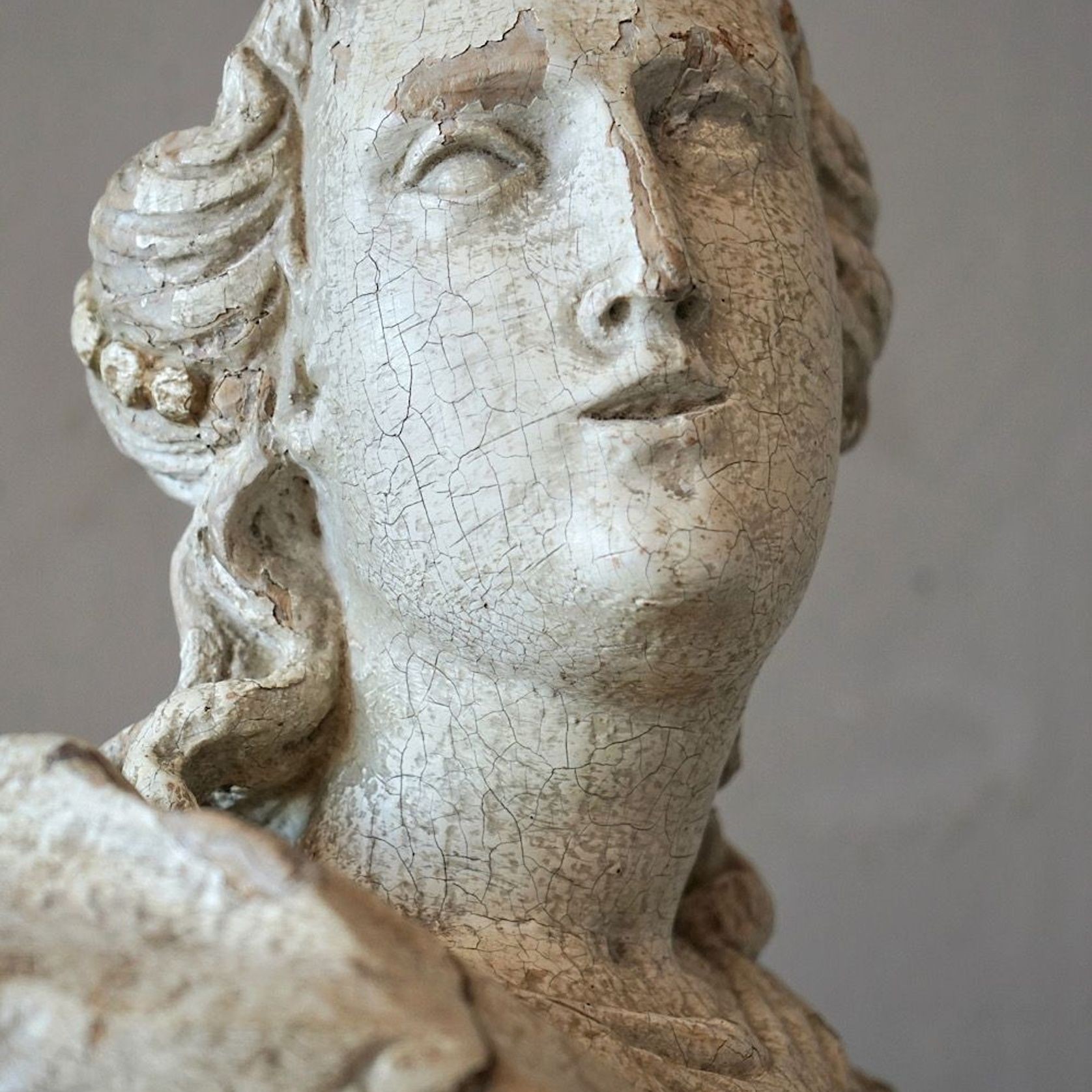 Antique French Carved Statue of a Saint gallery detail image