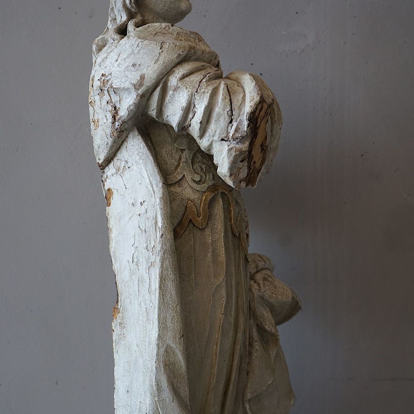 Antique French Carved Statue of a Saint gallery detail image