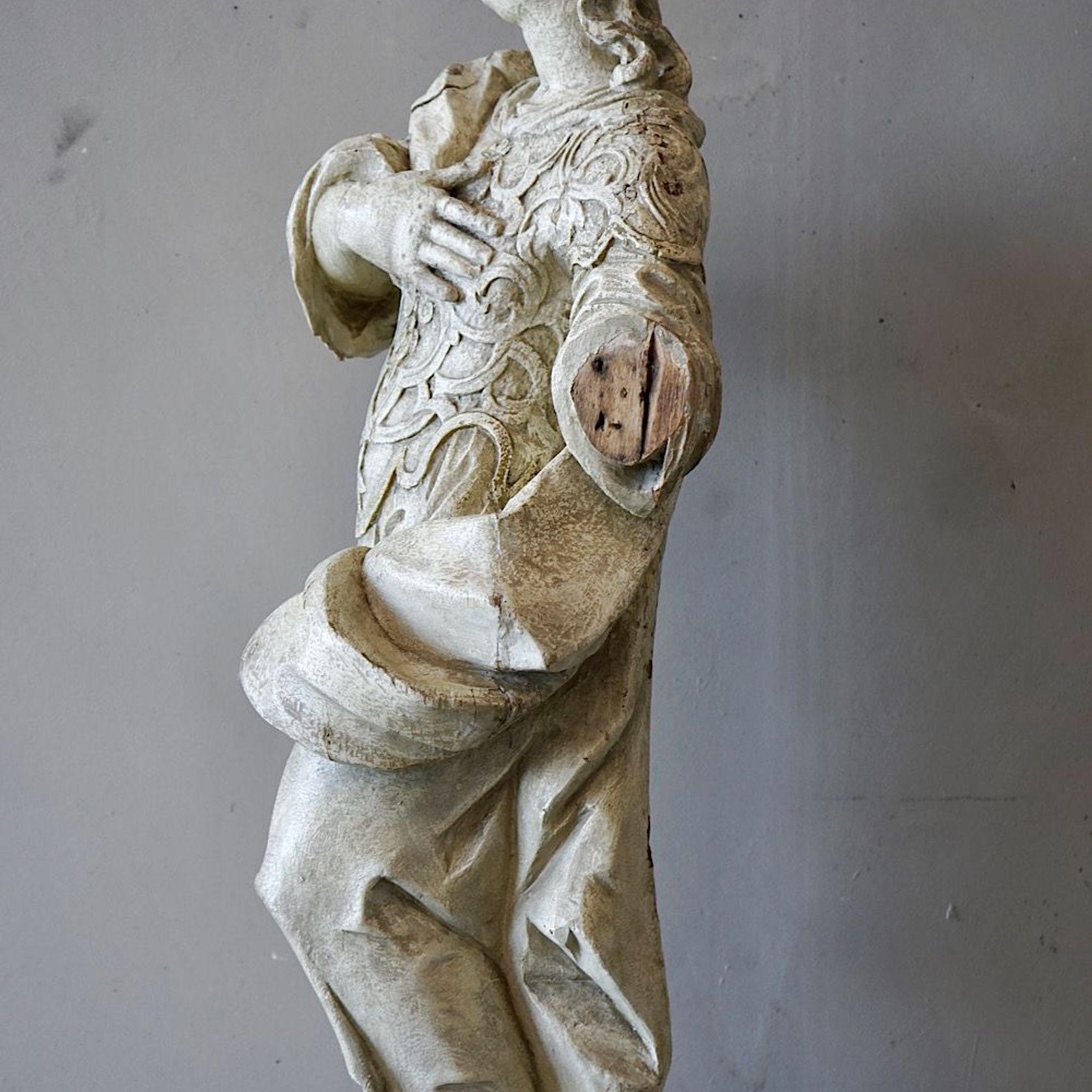 Antique French Carved Statue of a Saint gallery detail image