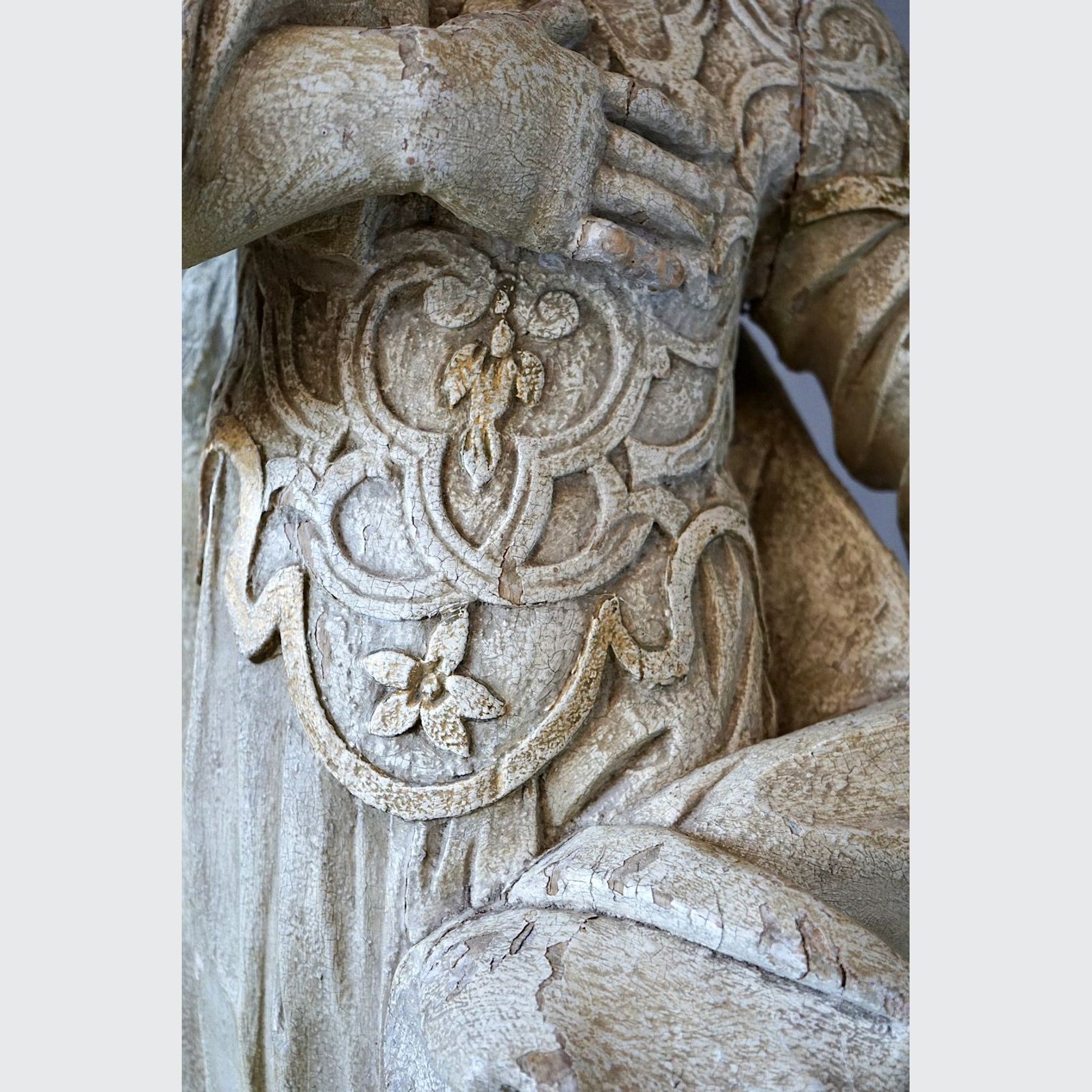 Antique French Carved Statue of a Saint gallery detail image