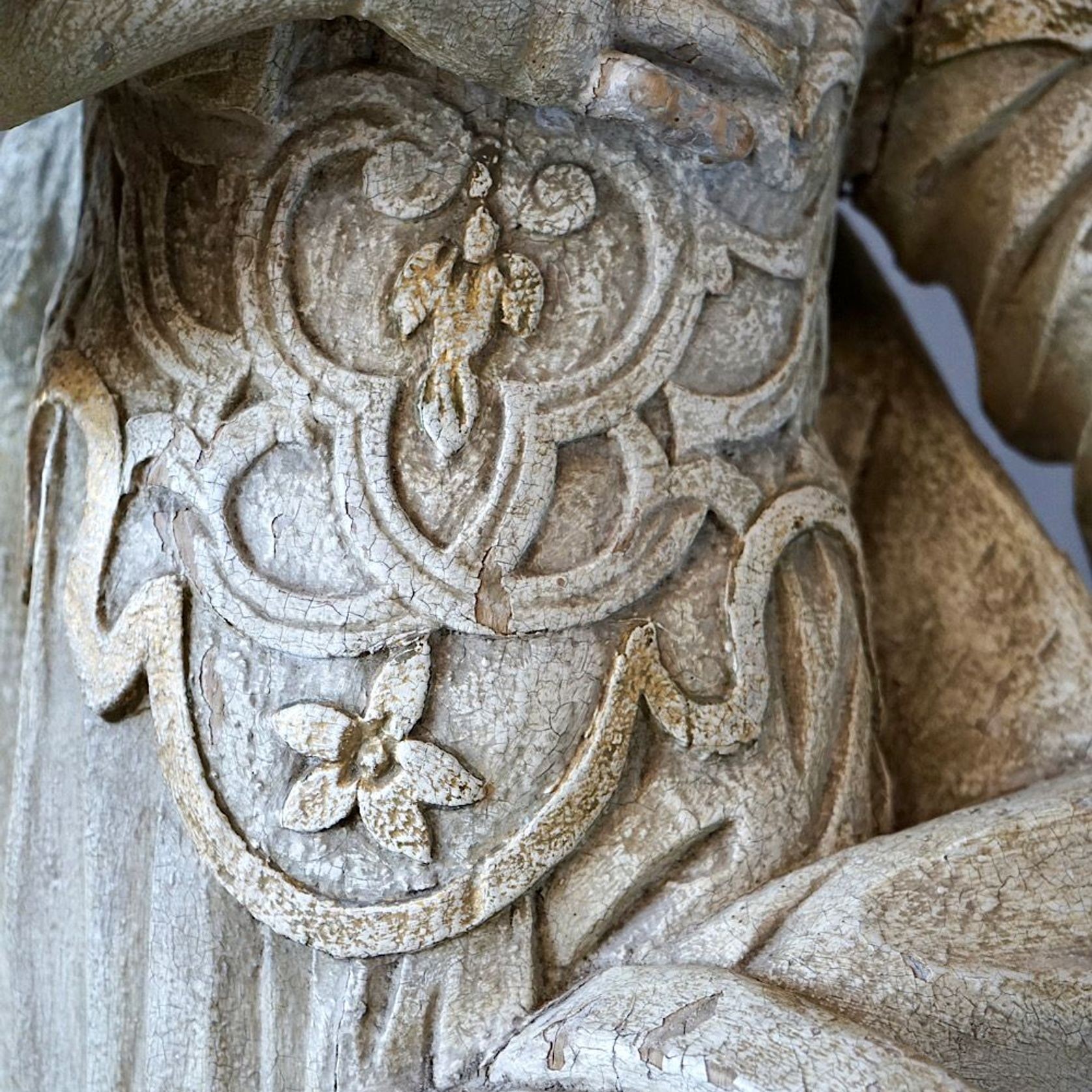 Antique French Carved Statue of a Saint gallery detail image