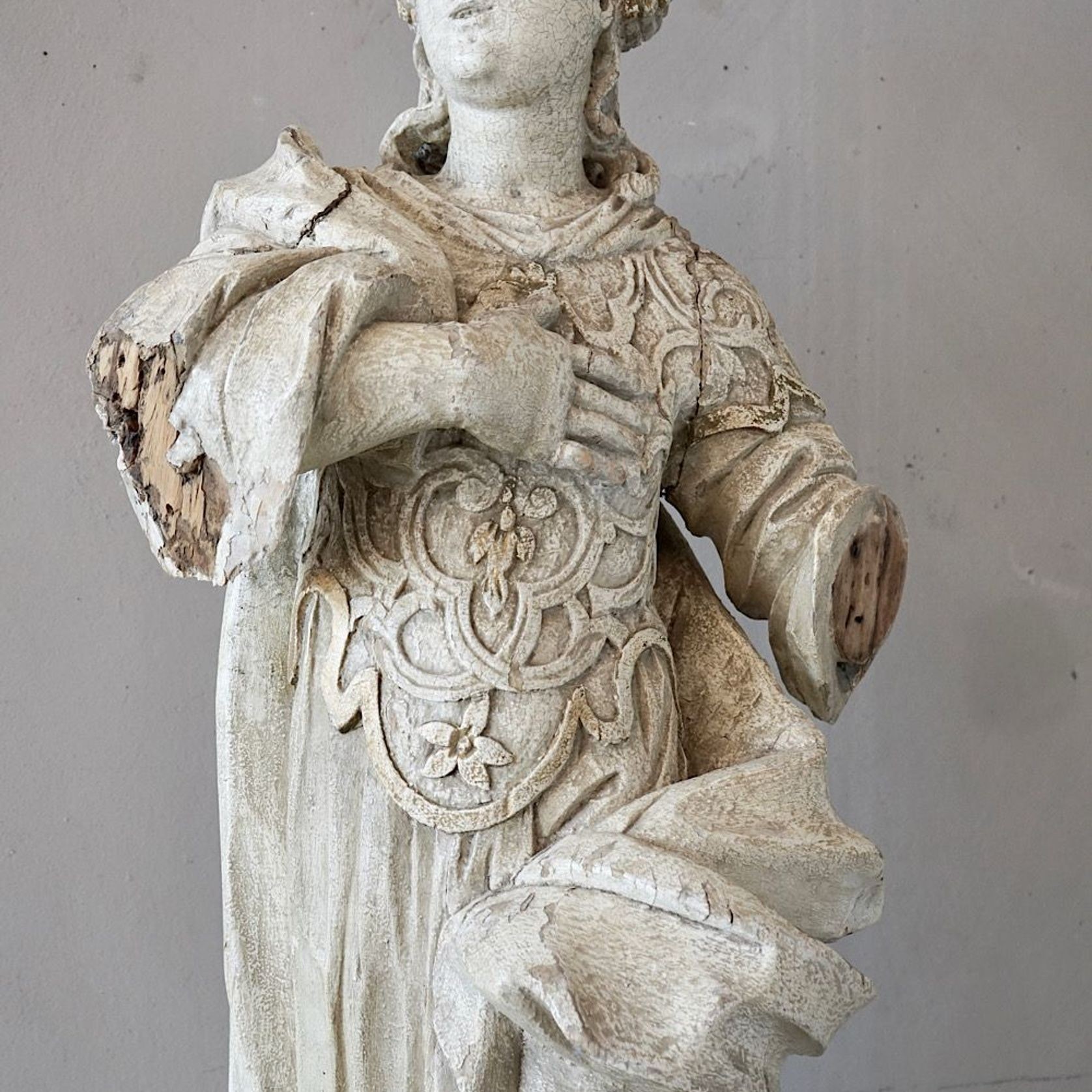 Antique French Carved Statue of a Saint gallery detail image