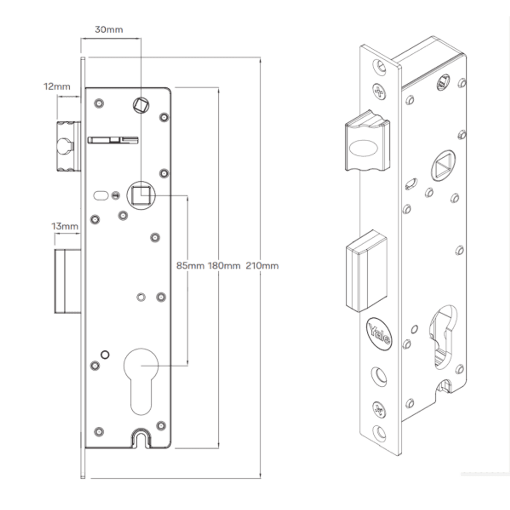 Yale Induro 2-Point Mortice Lock gallery detail image