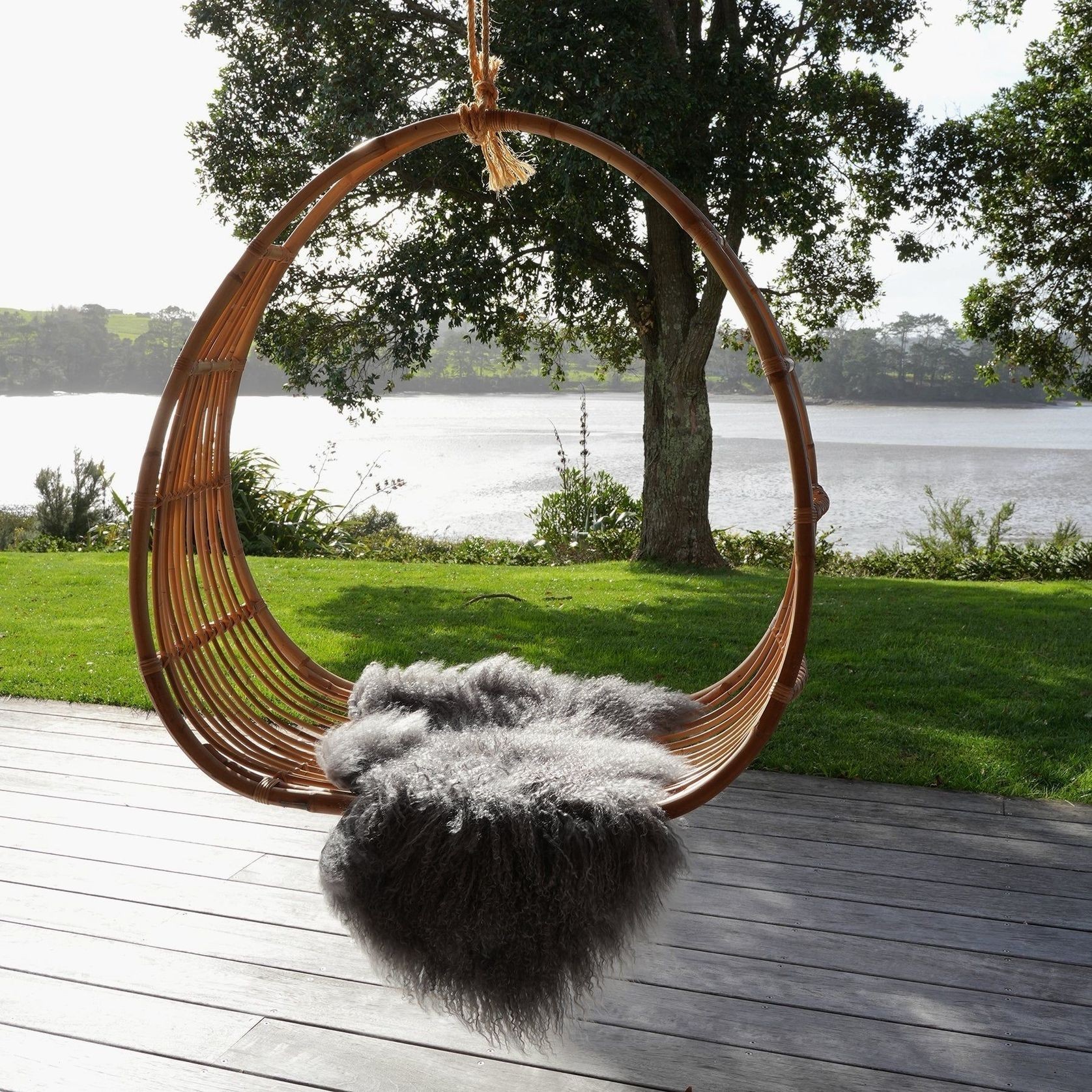 Tibetan Lambskin Rug - Charcoal gallery detail image