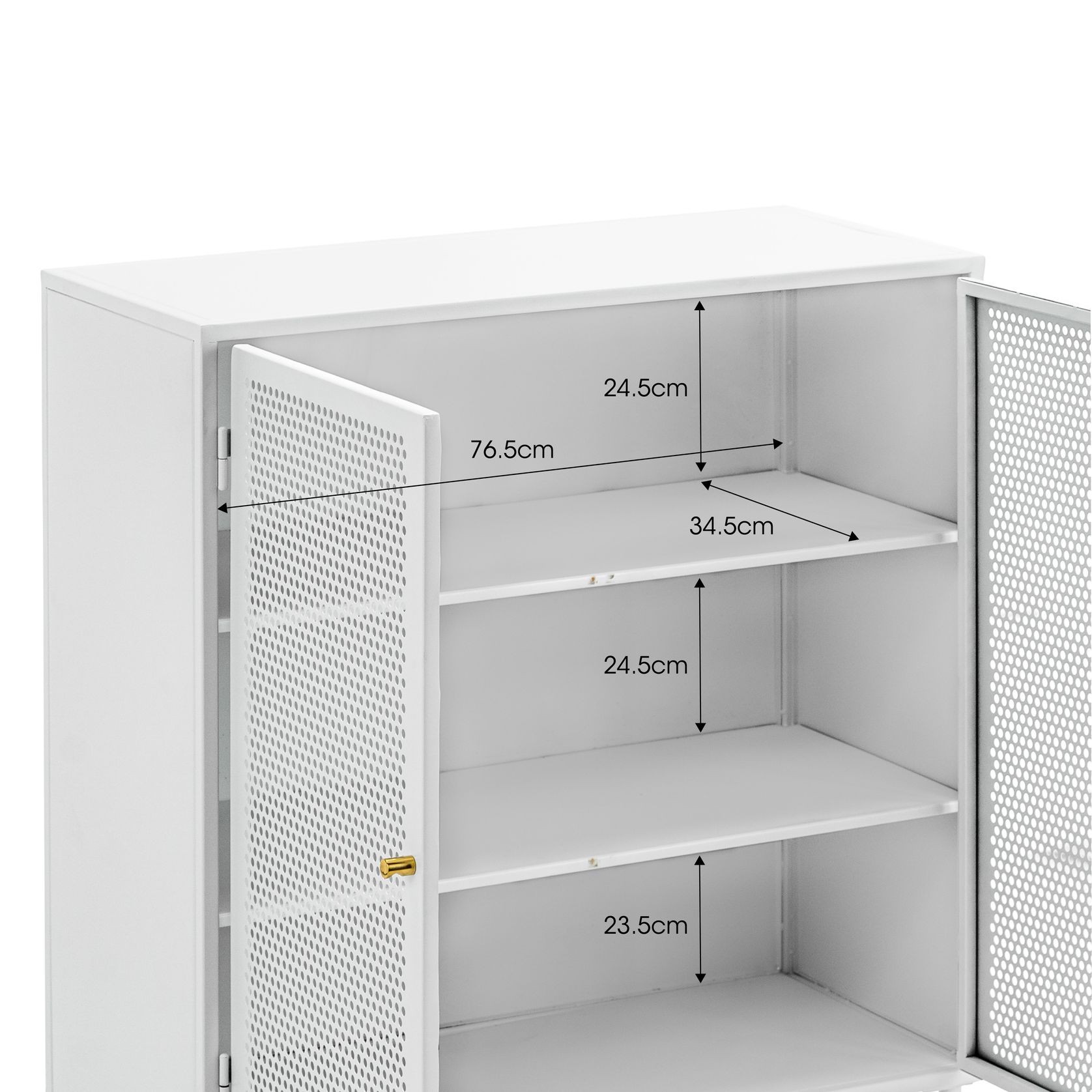 Mesh 2 Door Low Storage Cabinet | Matte White gallery detail image