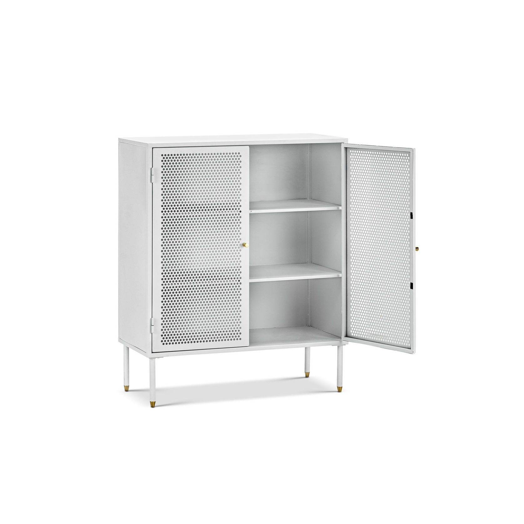 Mesh 2 Door Low Storage Cabinet | Matte White gallery detail image