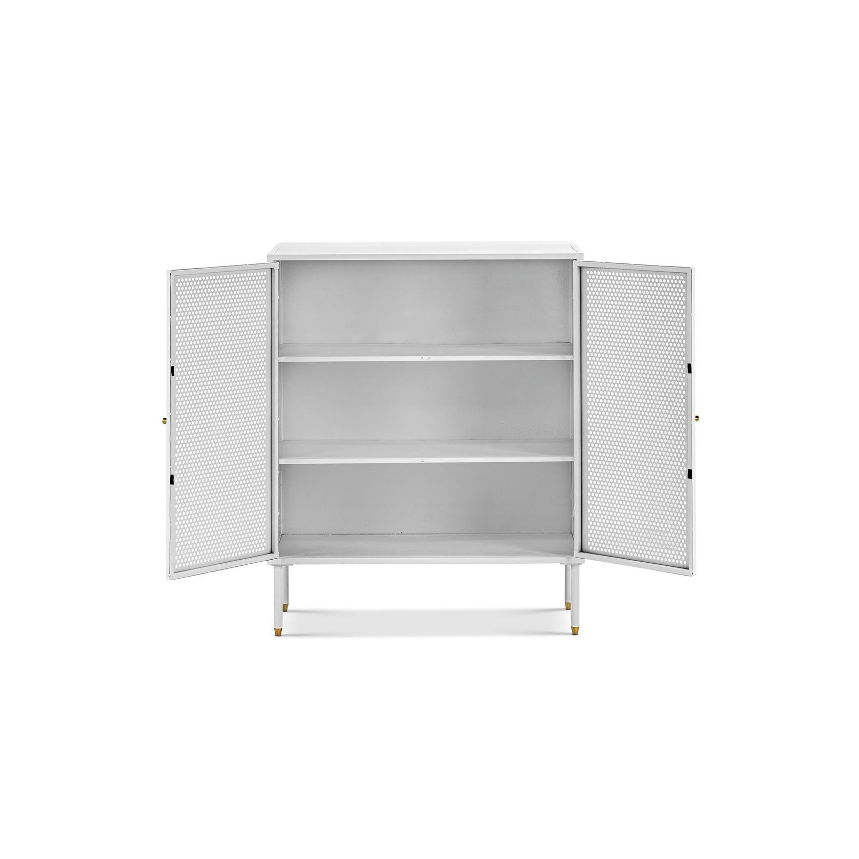 Mesh 2 Door Low Storage Cabinet | Matte White gallery detail image