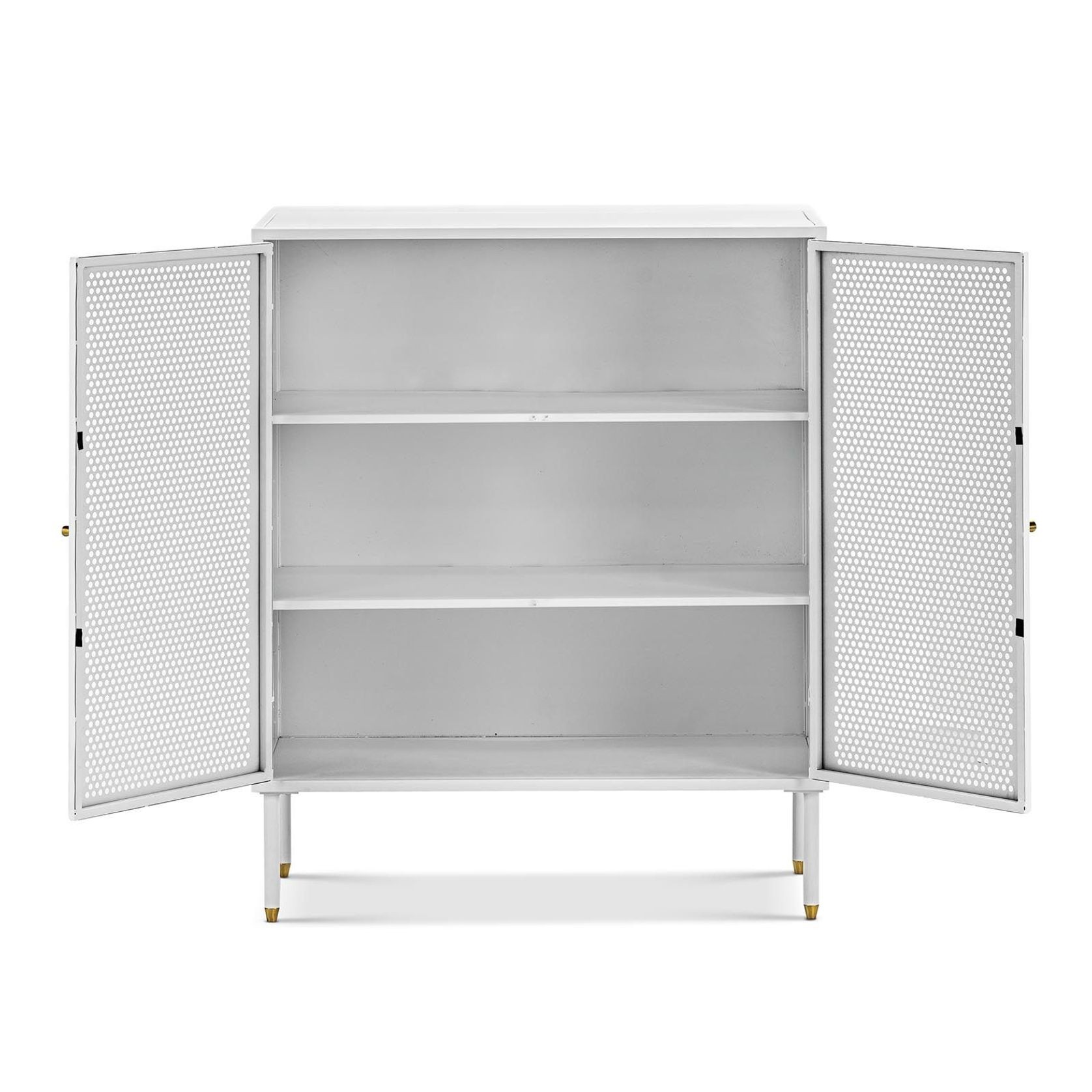Mesh 2 Door Low Storage Cabinet | Matte White gallery detail image