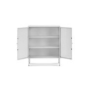 Mesh 2 Door Low Storage Cabinet | Matte White gallery detail image