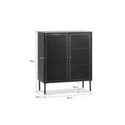 Mesh 2 Door Low Storage Cabinet | Matte Black gallery detail image