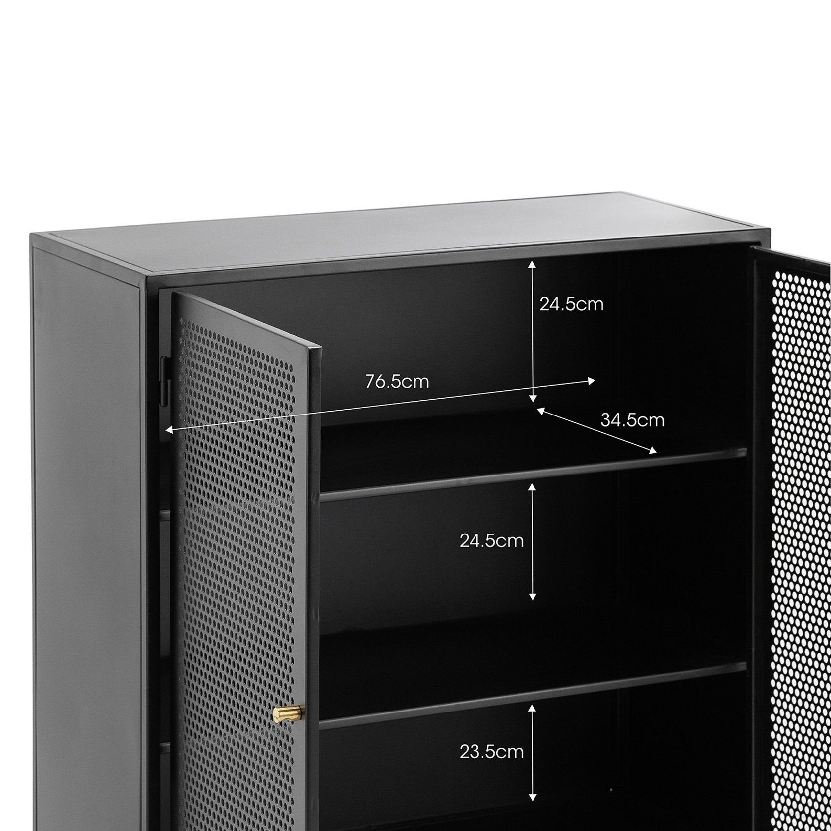 Mesh 2 Door Low Storage Cabinet | Matte Black gallery detail image