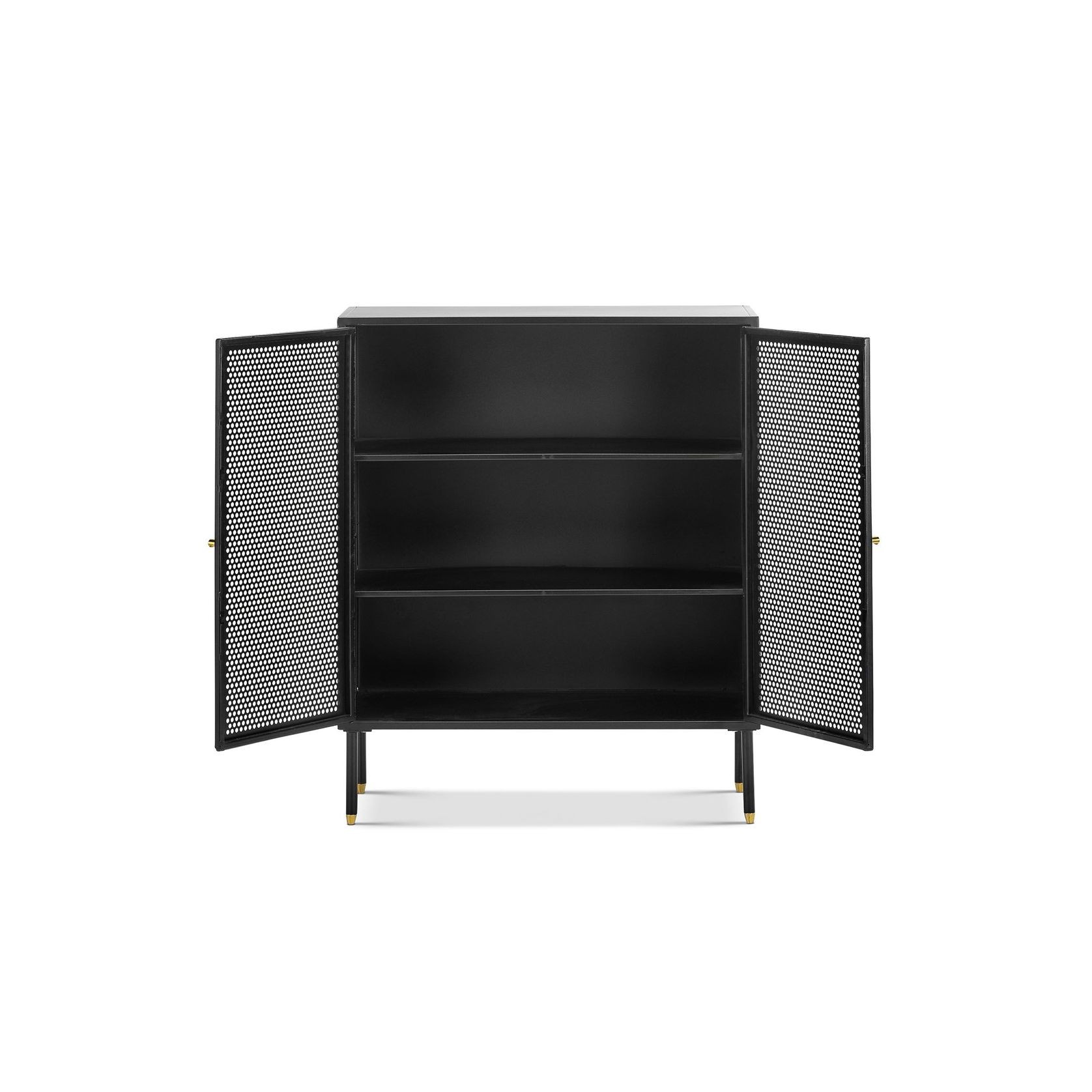 Mesh 2 Door Low Storage Cabinet | Matte Black gallery detail image