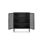 Mesh 2 Door Low Storage Cabinet | Matte Black gallery detail image