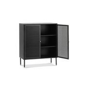 Mesh 2 Door Low Storage Cabinet | Matte Black gallery detail image