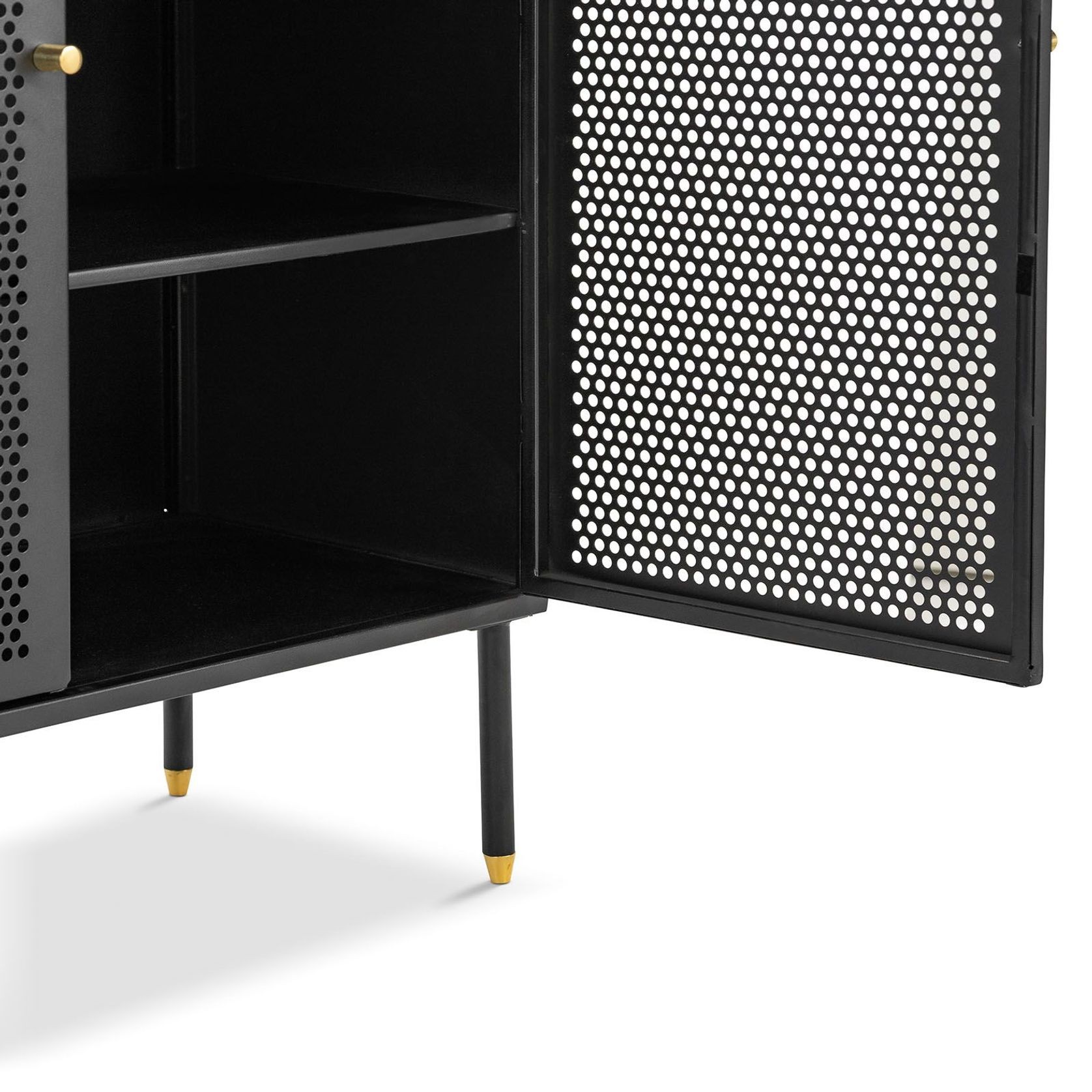 Mesh 2 Door Low Storage Cabinet | Matte Black gallery detail image