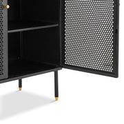 Mesh 2 Door Low Storage Cabinet | Matte Black gallery detail image