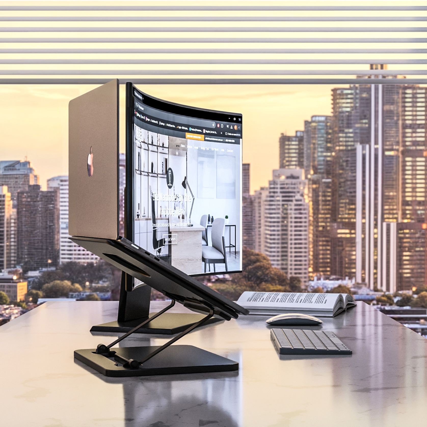 Custom Home Office Shelving Unit & Standing Desk gallery detail image