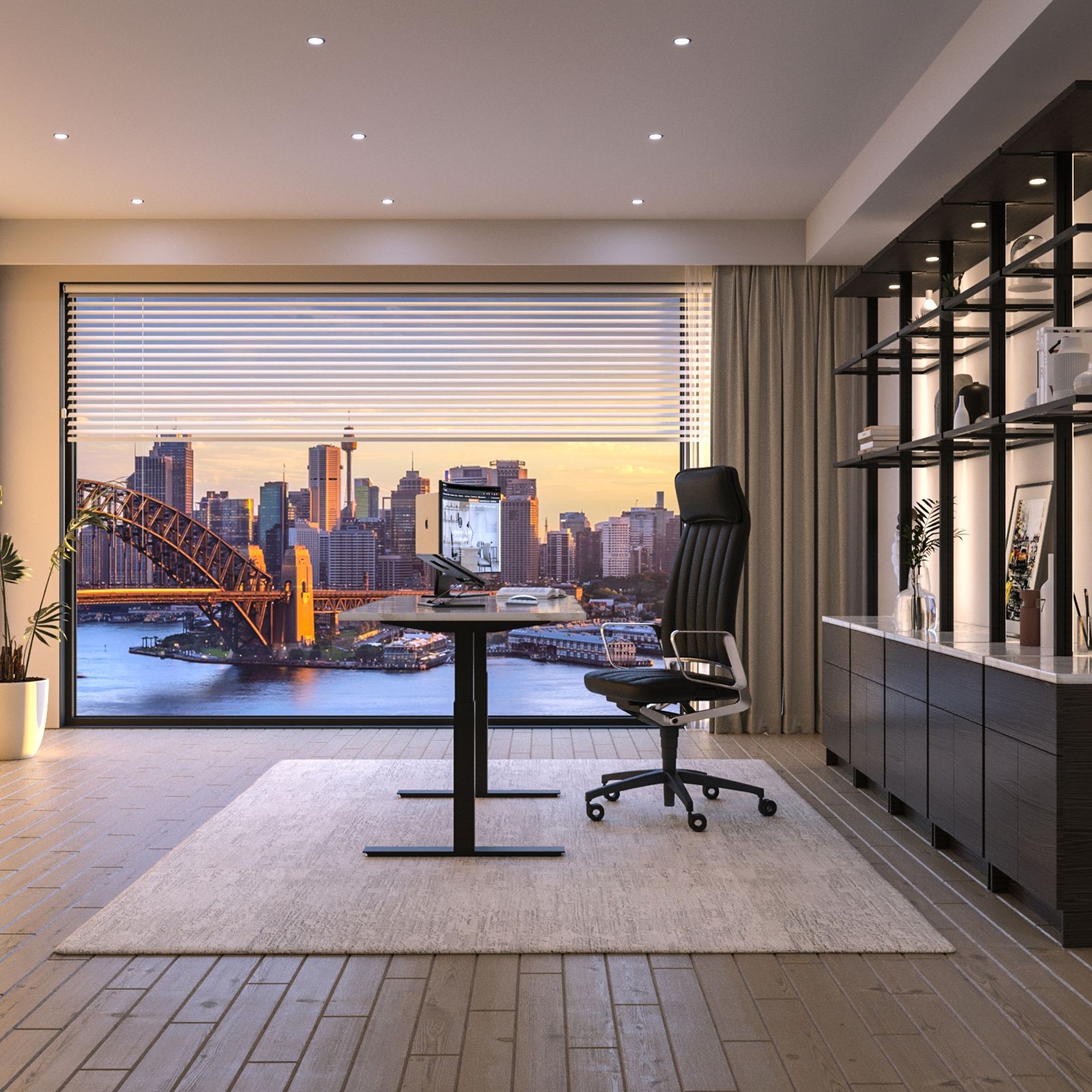 Custom Home Office Shelving Unit & Standing Desk gallery detail image