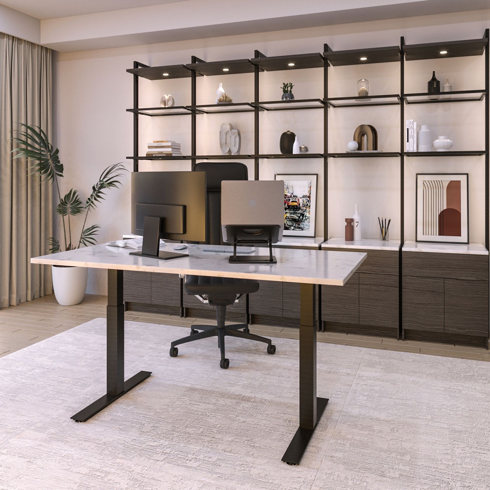Custom Home Office Shelving Unit & Standing Desk gallery detail image