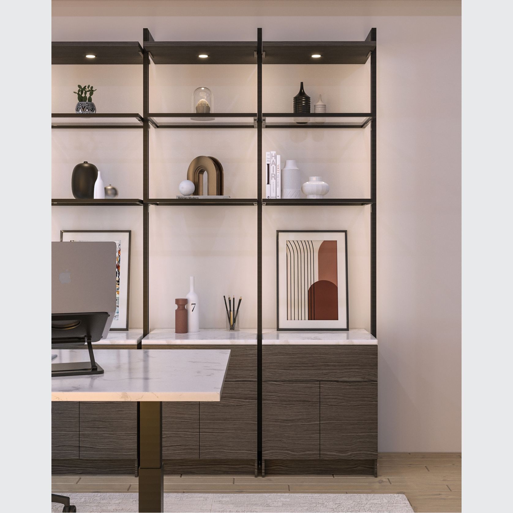 Custom Home Office Shelving Unit & Standing Desk gallery detail image