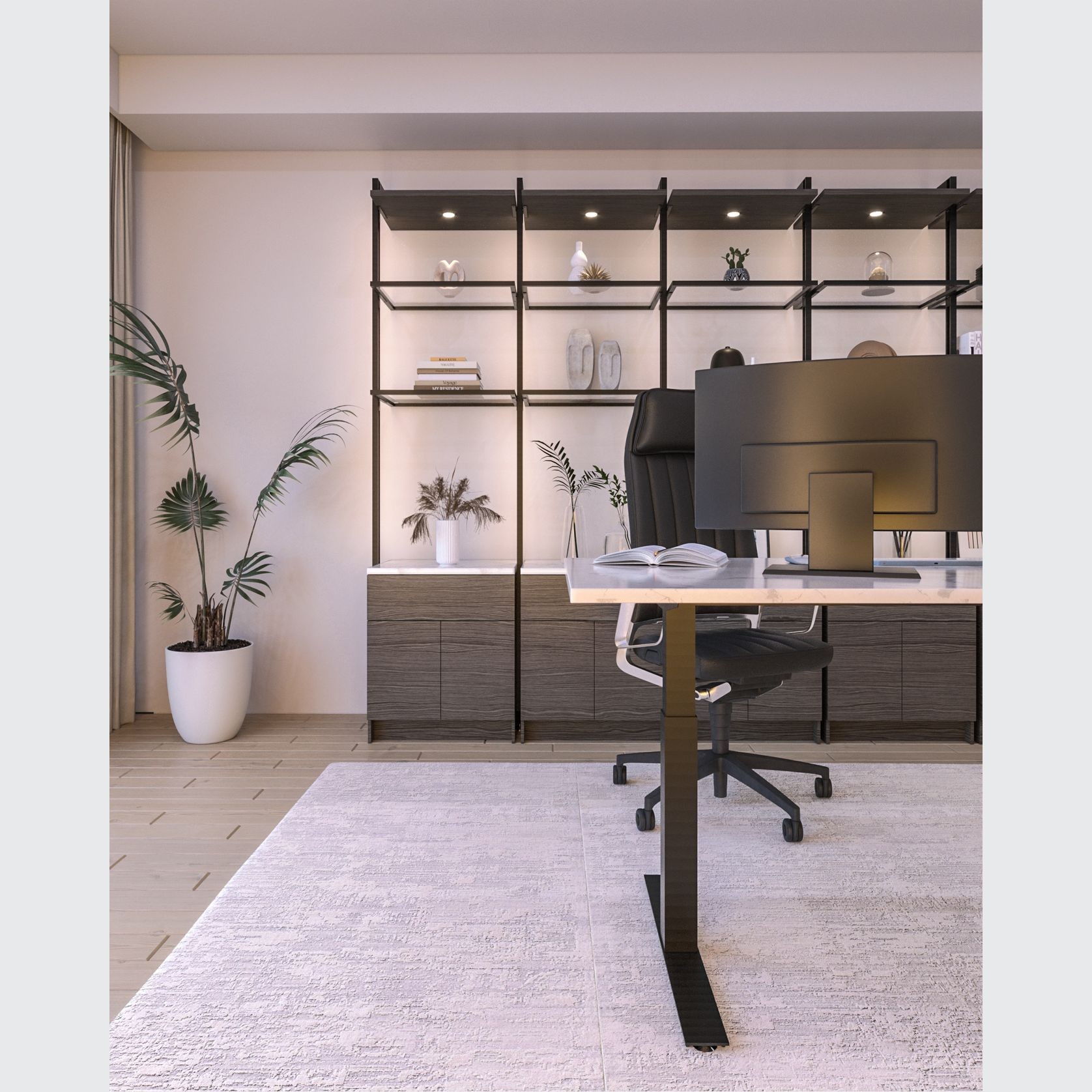 Custom Home Office Shelving Unit & Standing Desk gallery detail image