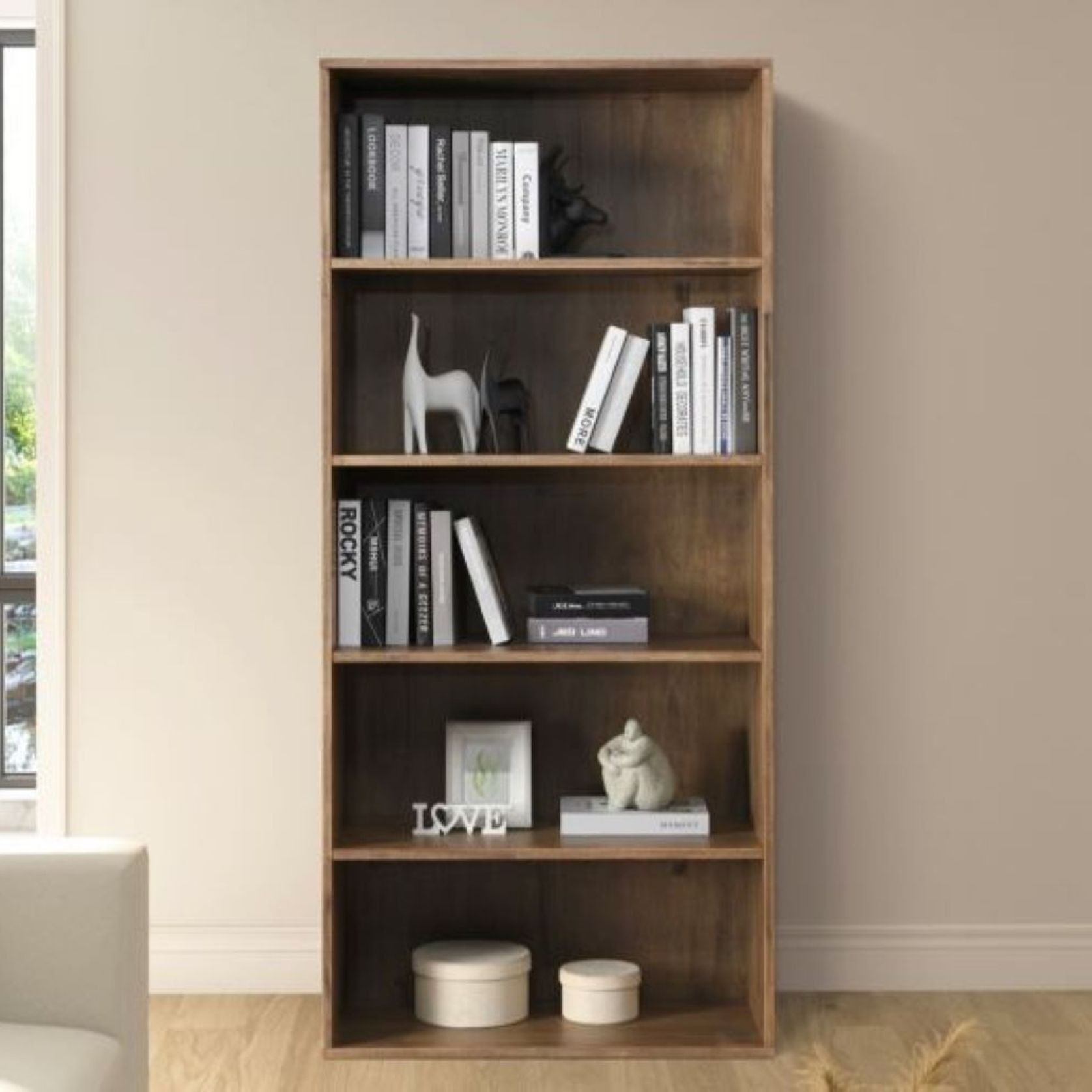 Stax Hardwood Bookcase |Rustic Walnut | Narrow | 800mm gallery detail image