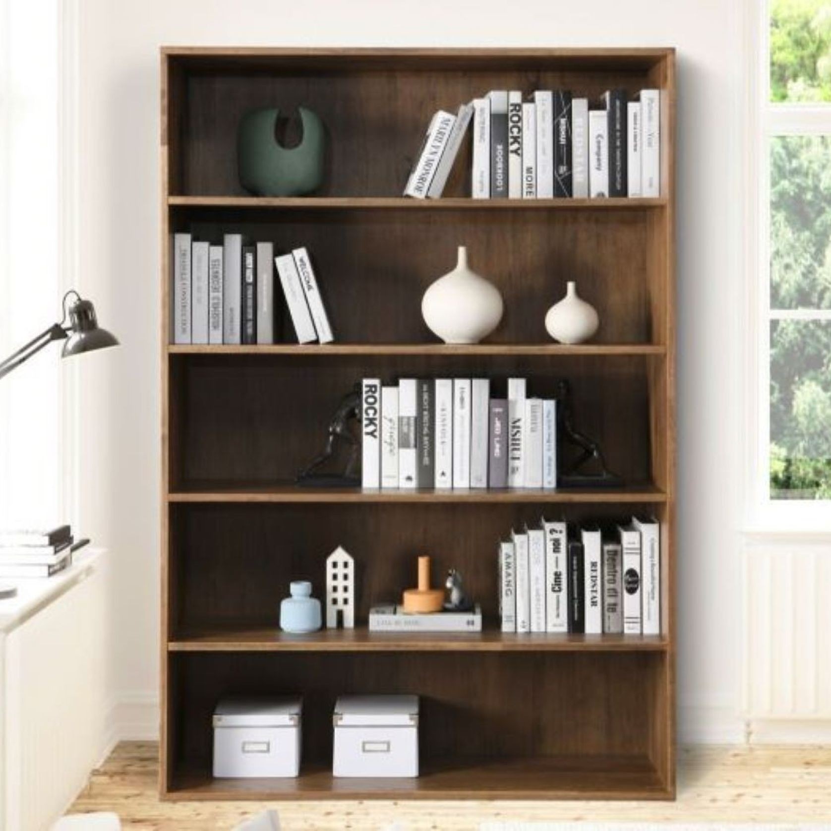 Stax Hardwood Bookcase | Rustic Walnut | Wide 1.2m gallery detail image