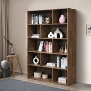 Stax Staggered Bookcase | Rustic Walnut | Wide | 1.2m gallery detail image