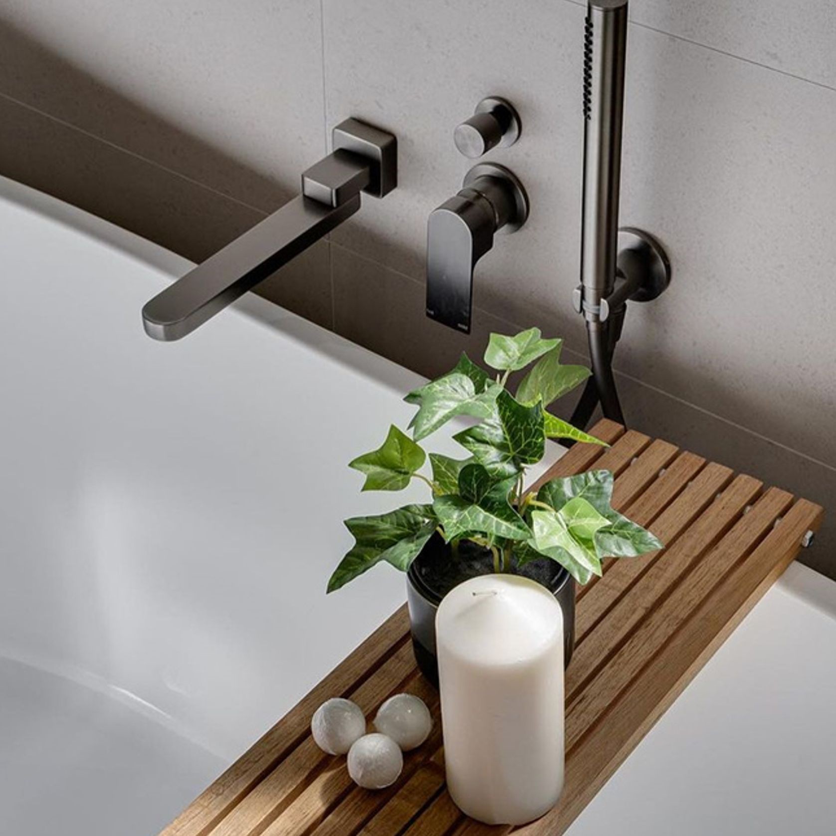 Bianca Shower Mixer & Divertor Back Plate | Gun Metal gallery detail image