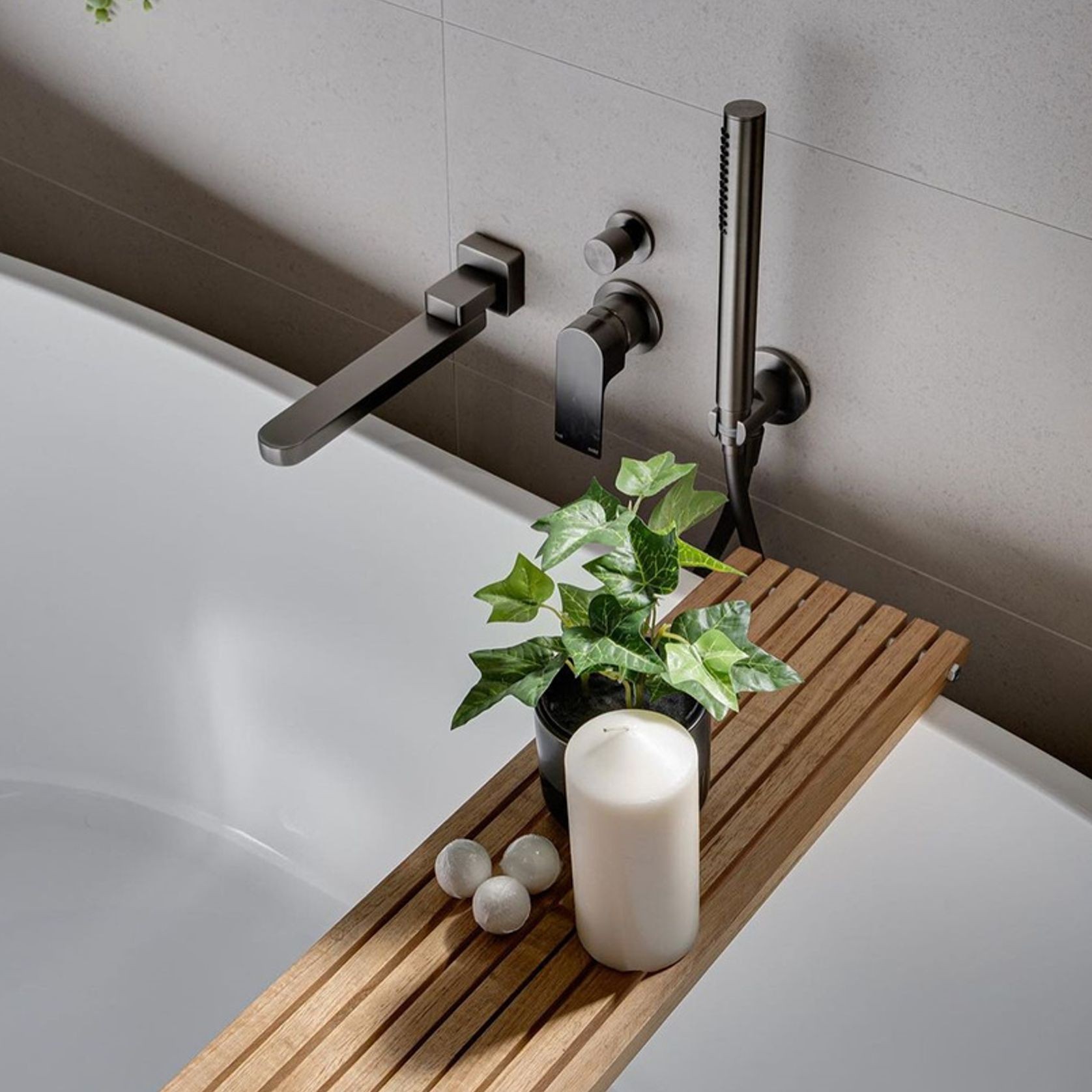 Bianca Shower Mixer & Divertor Back Plate | Gun Metal gallery detail image