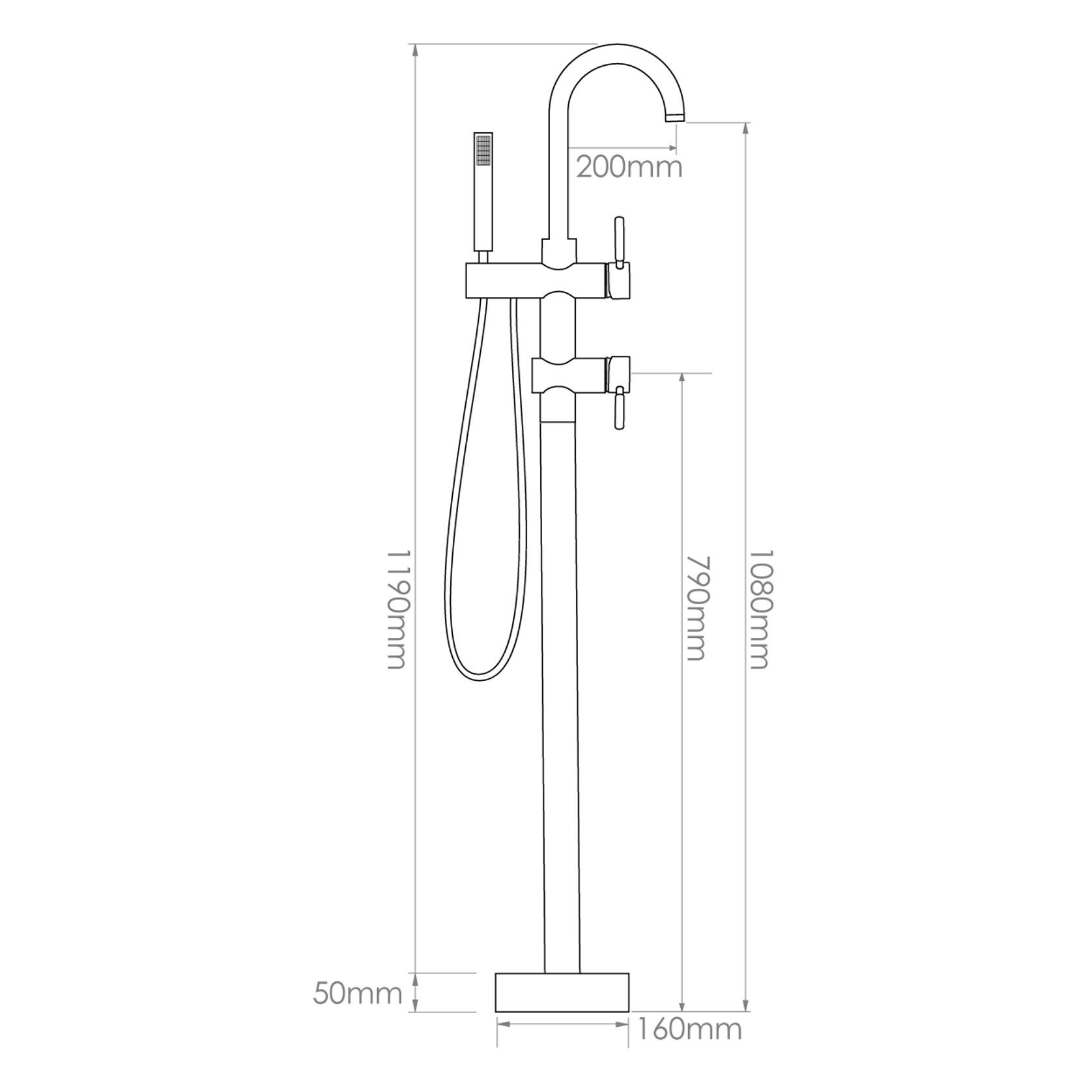 Voda Floor Mount Bath Filler, Mixer & Hand Shower VBS052 gallery detail image