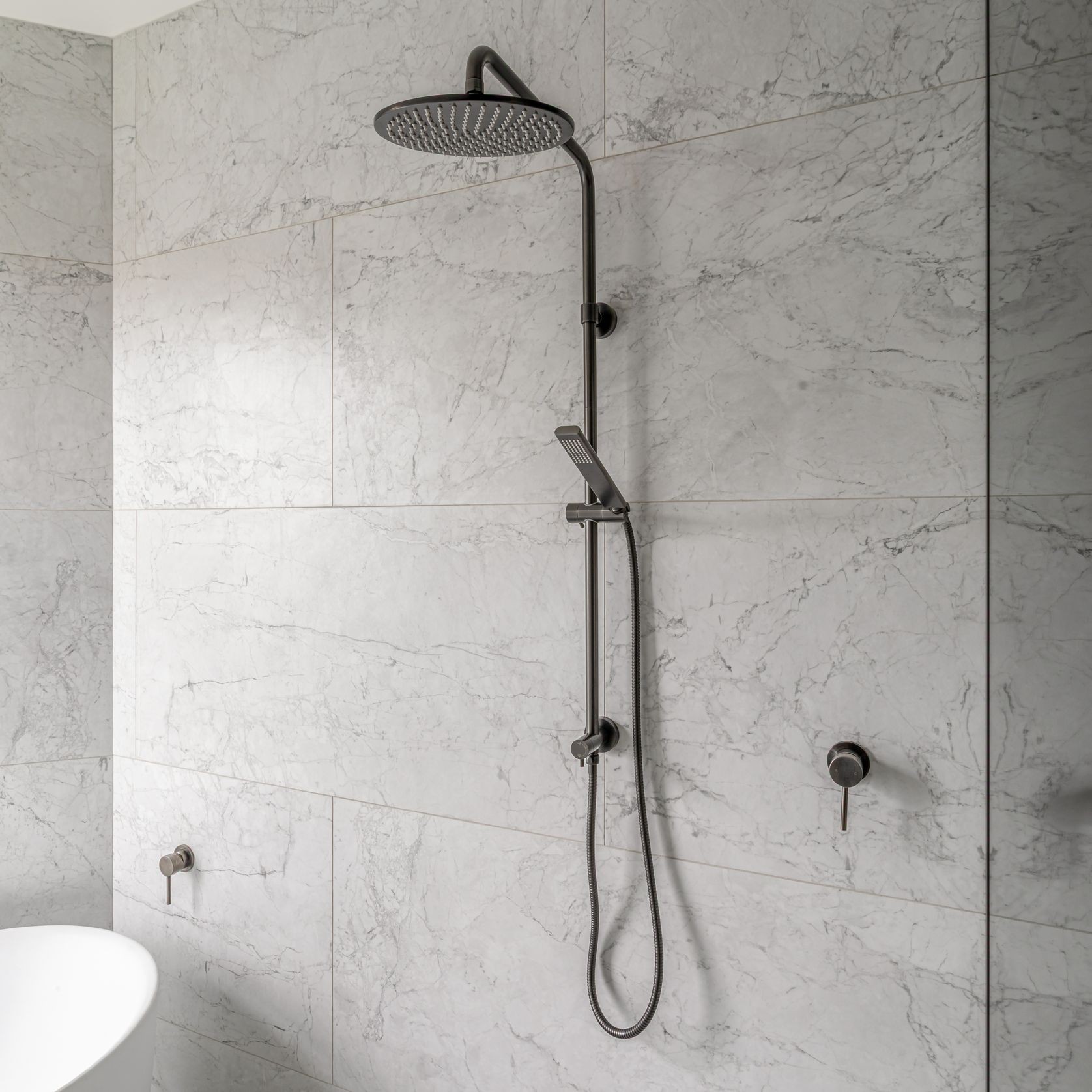 Finley Shower Rail Set - Brushed Gunmetal gallery detail image