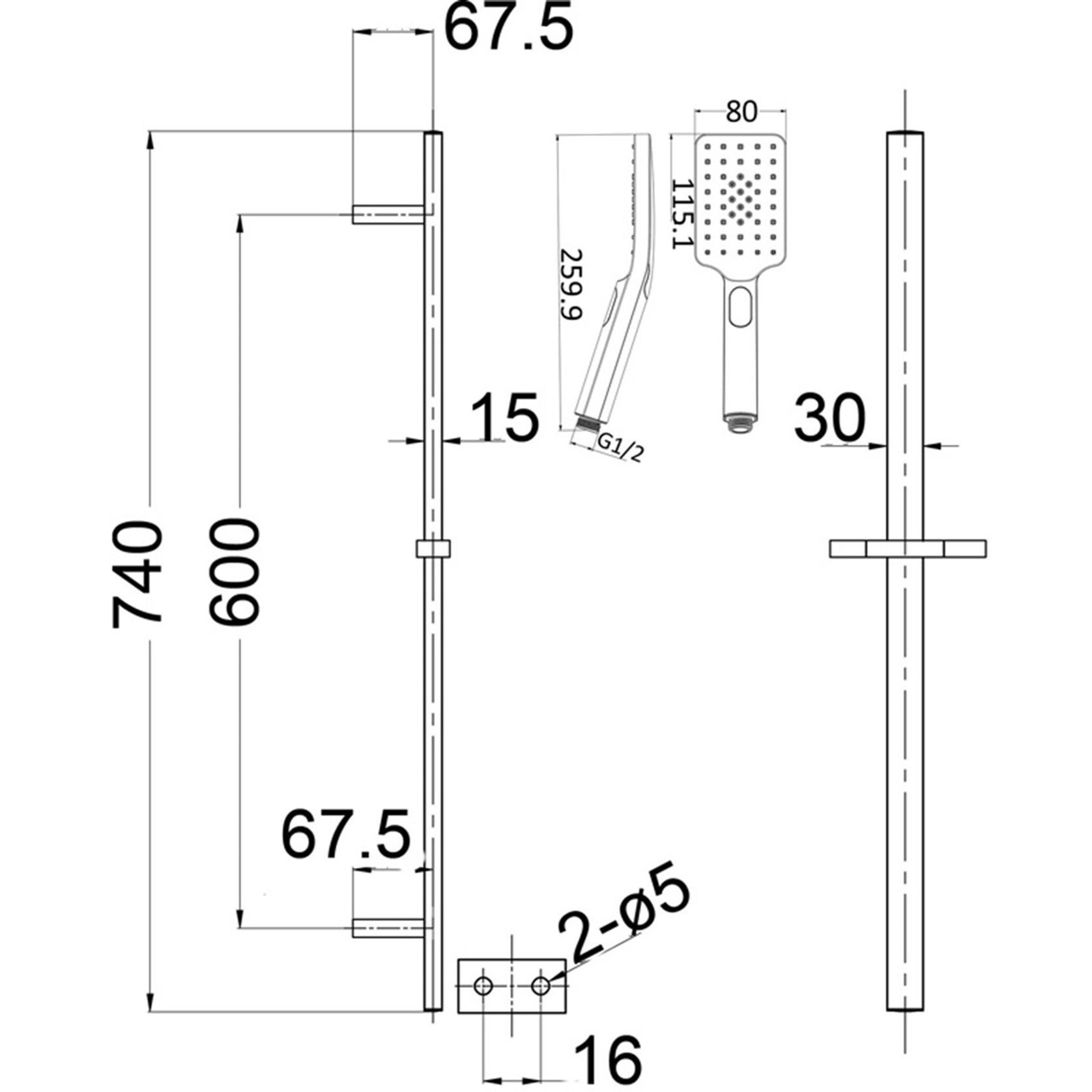 Unika Modena Sliding Shower Set C gallery detail image