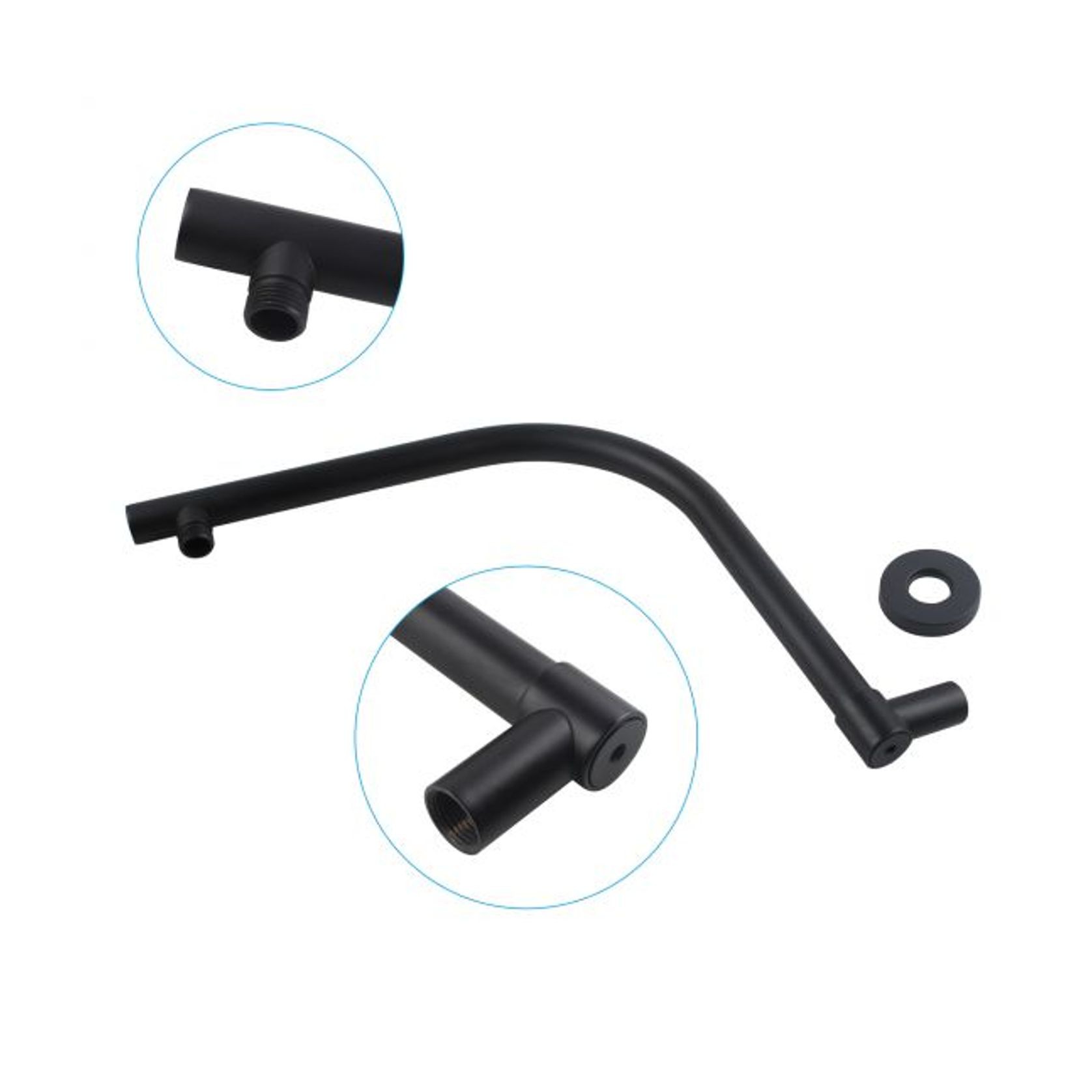Gooseneck Square Shower Arm Matte Black gallery detail image