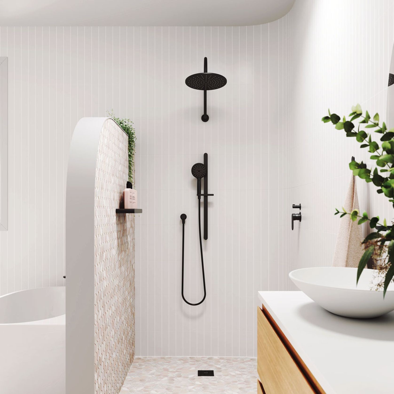 Empire Slim Curved Shower Arm Set gallery detail image