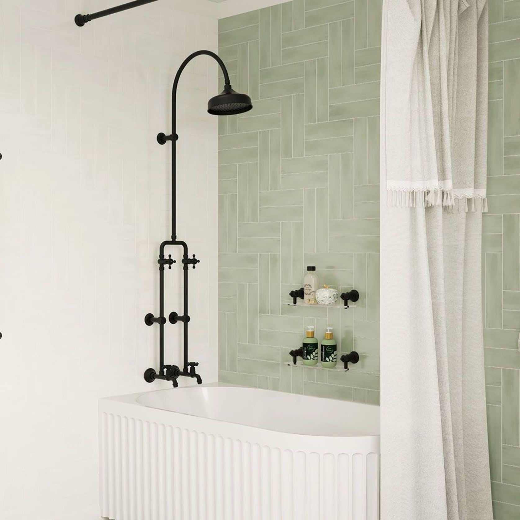 Lillian Exposed Rail Shower & Bath Set gallery detail image
