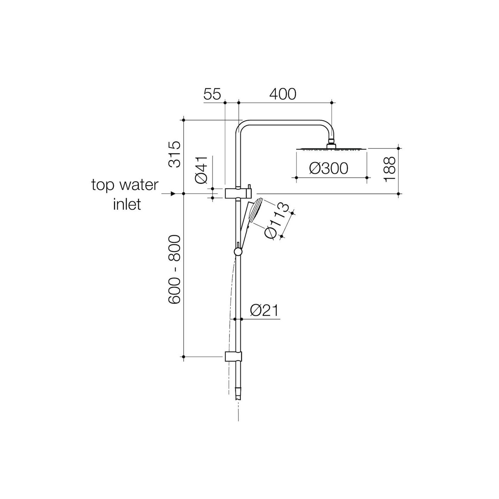 Urbane II Rail Shower with 300mm Overhead gallery detail image