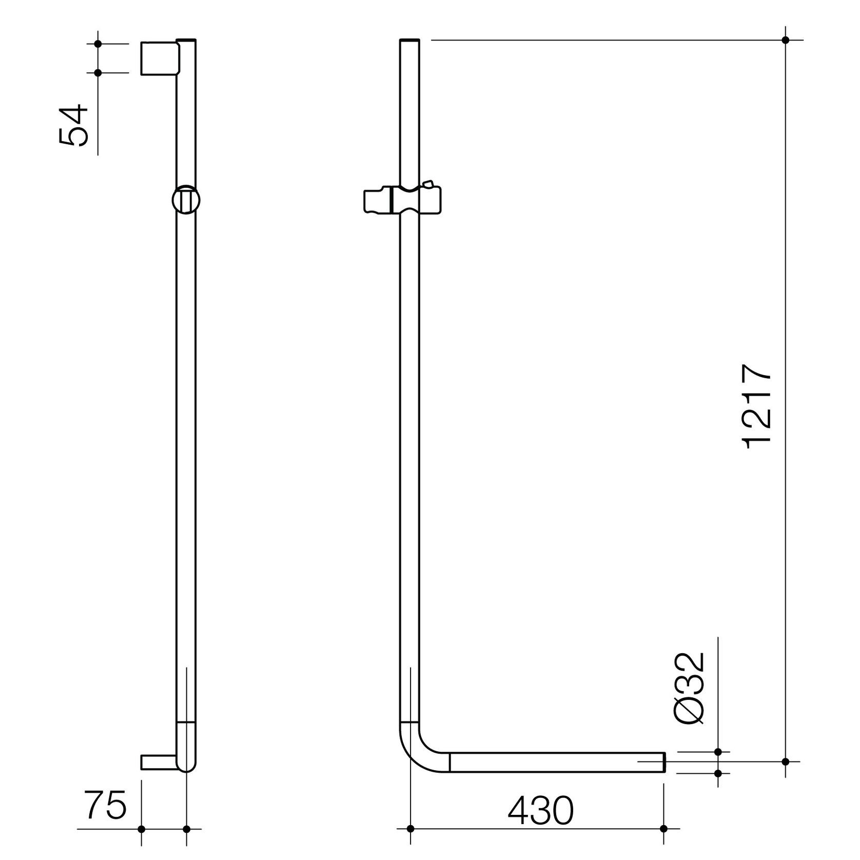 Opal Support VJet Shower with 90 Degree Rail gallery detail image