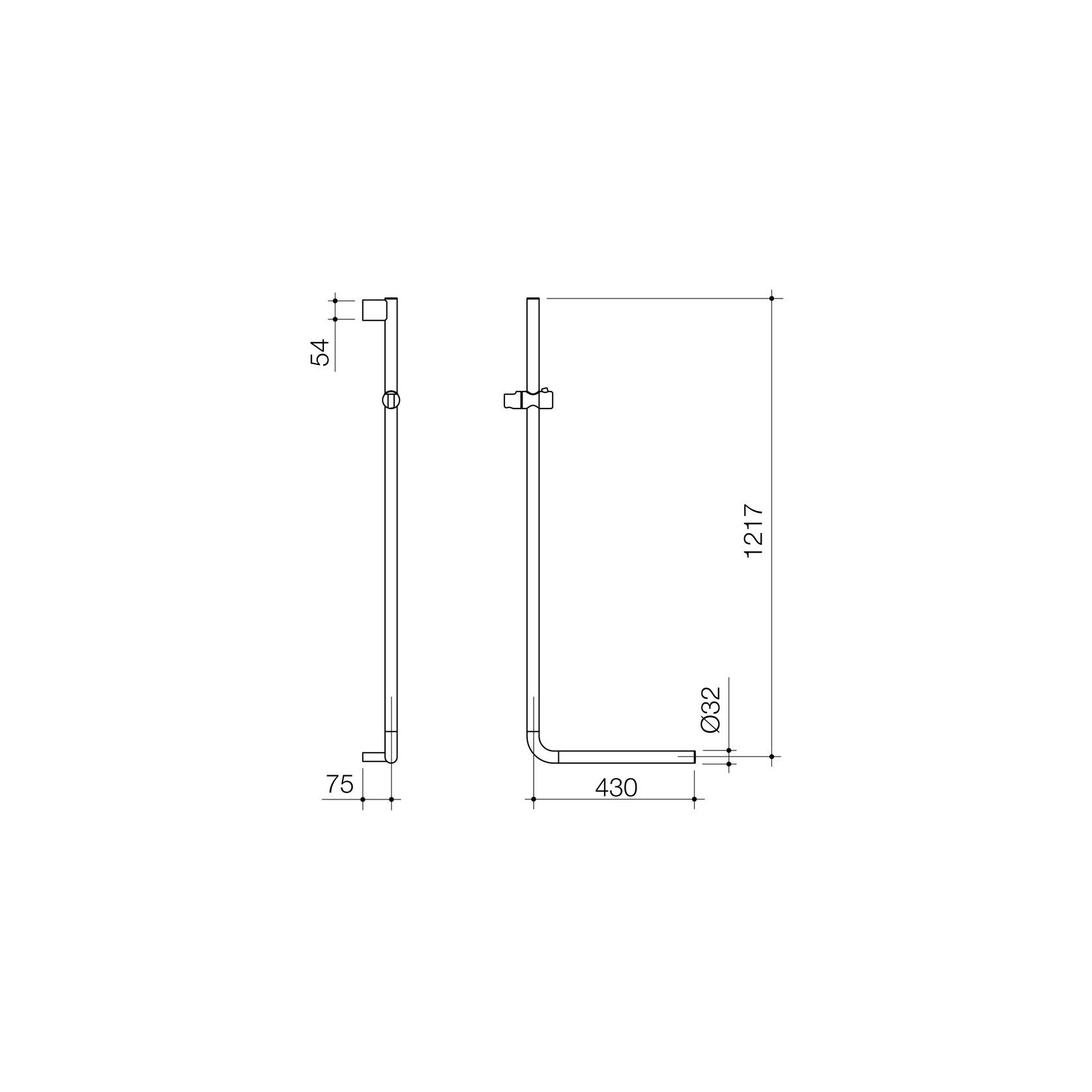 Opal Support VJet Shower with 90 Degree Rail gallery detail image