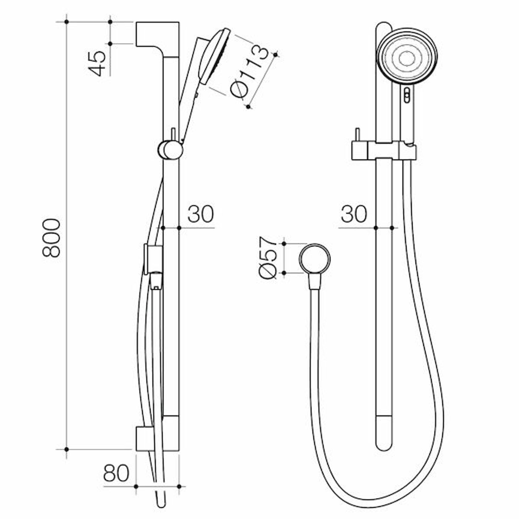 Urbane II Universal Rail Shower - Brushed Brass gallery detail image
