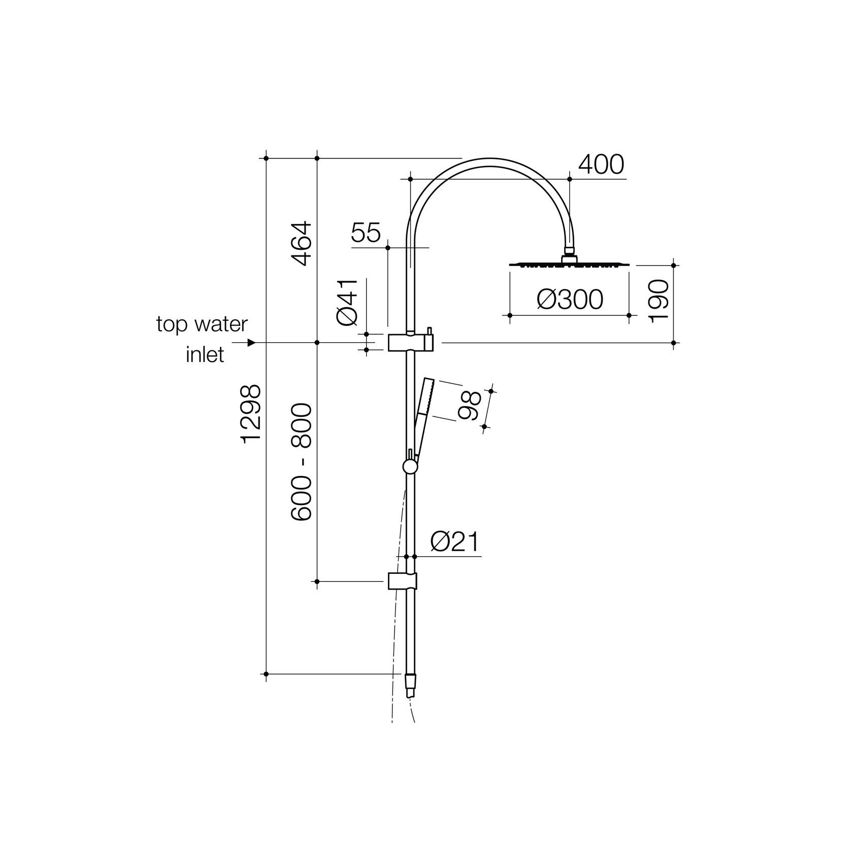 Liano II Microphone Rail Shower with Overhead gallery detail image