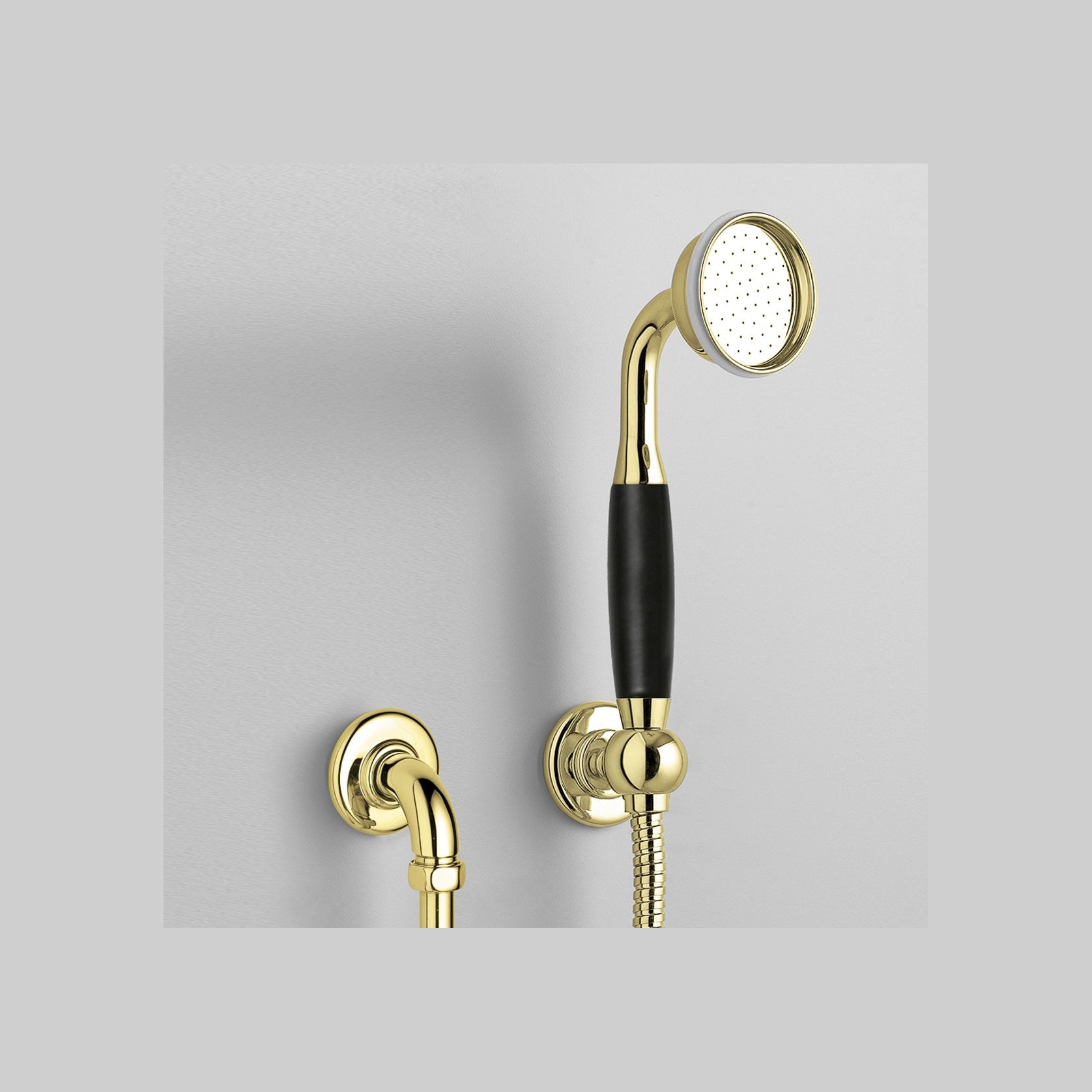 The Water Monopoly - Rockwell Straight Handshower On Hose With Wall Outlet, Parking Bracket & Metal/Coloured Shower Handle gallery detail image