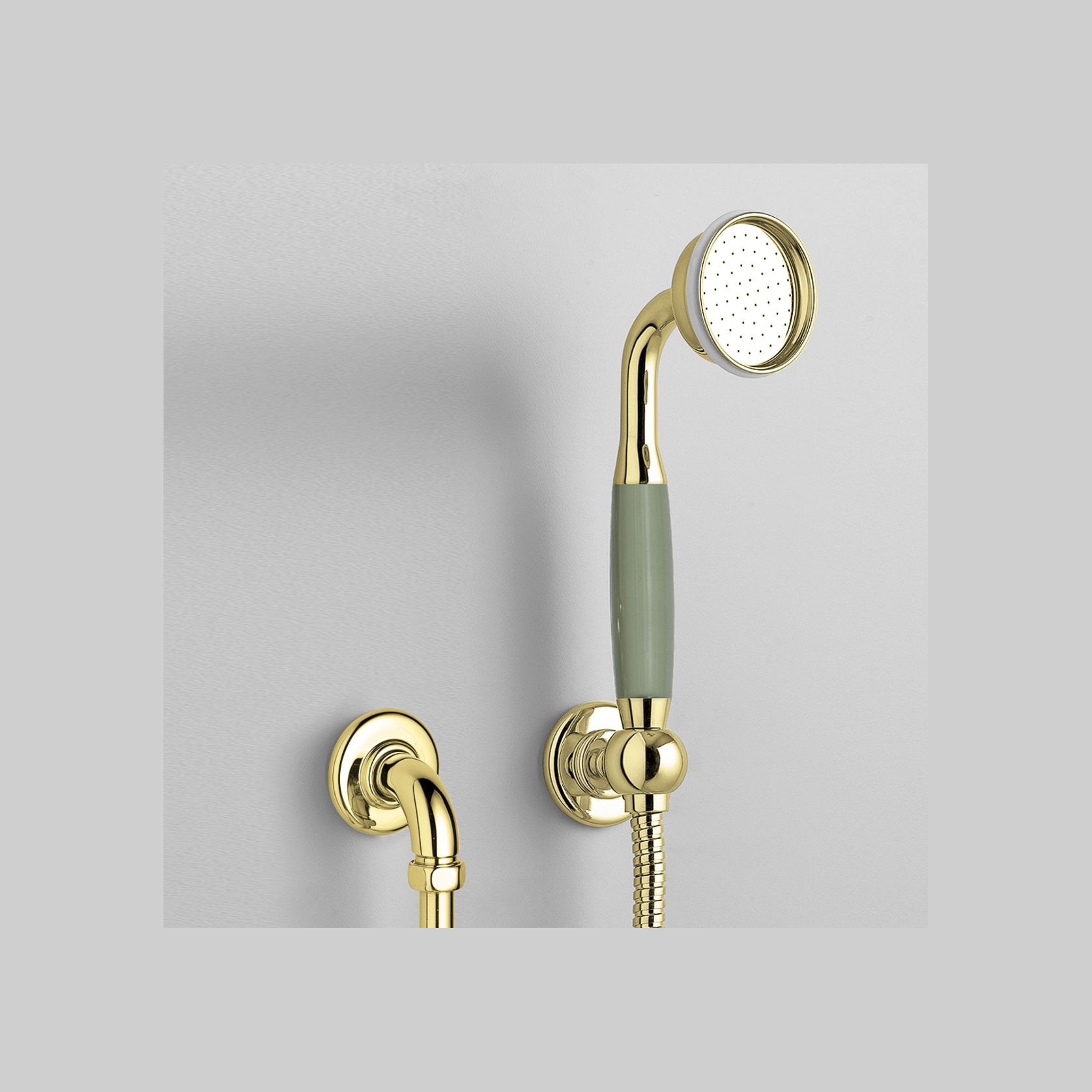 The Water Monopoly - Rockwell Straight Handshower On Hose With Wall Outlet, Parking Bracket & Metal/Coloured Shower Handle gallery detail image