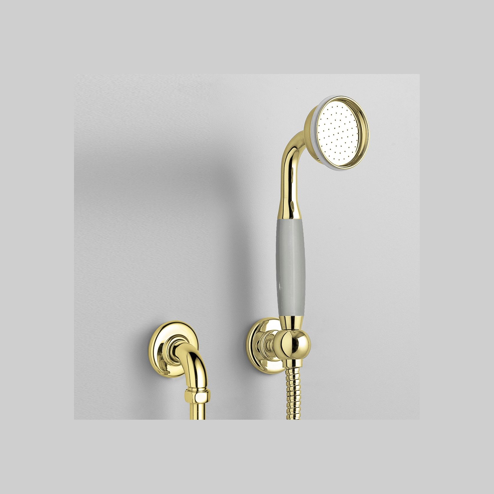 The Water Monopoly - Rockwell Straight Handshower On Hose With Wall Outlet, Parking Bracket & Metal/Coloured Shower Handle gallery detail image