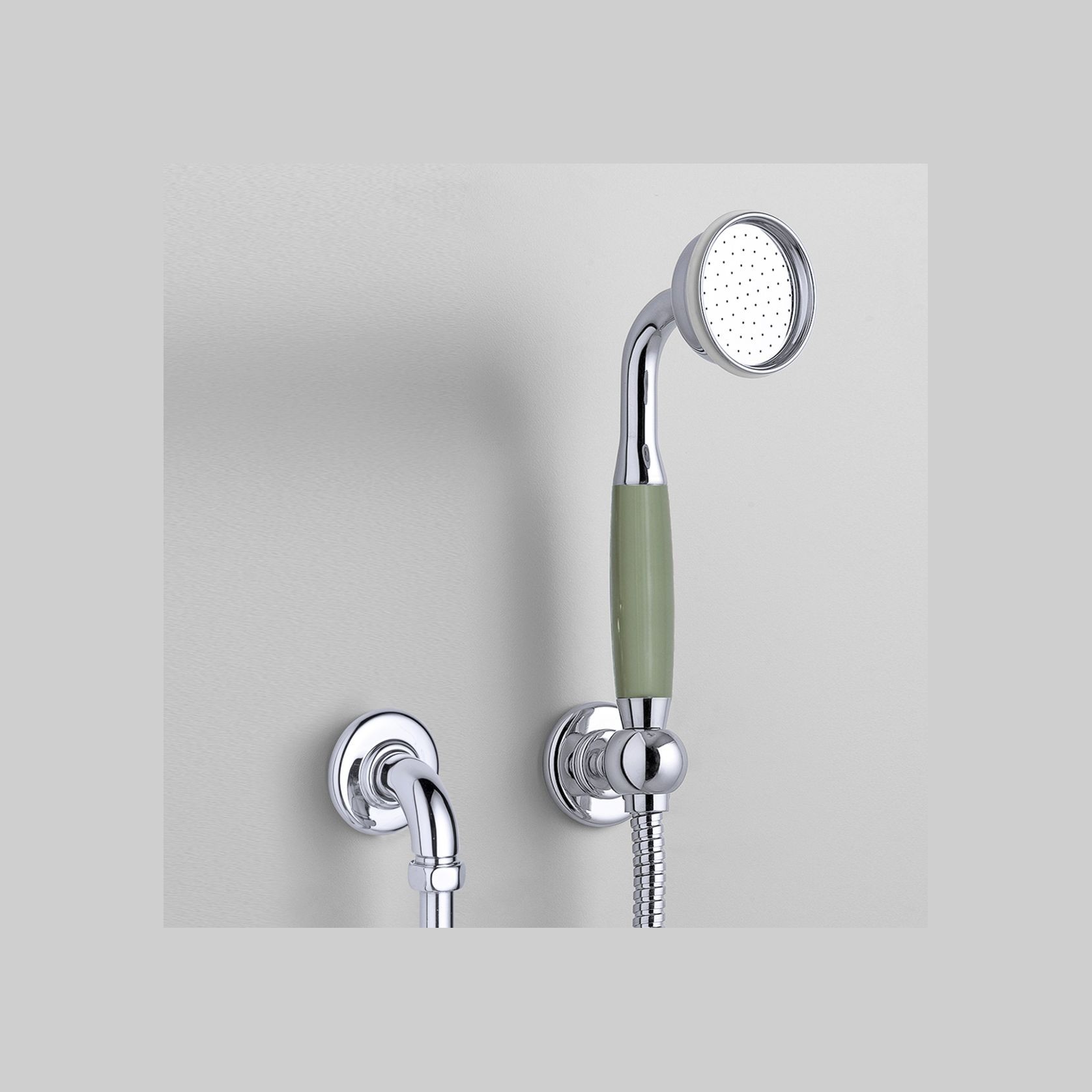 The Water Monopoly - Rockwell Straight Handshower On Hose With Wall Outlet, Parking Bracket & Metal/Coloured Shower Handle gallery detail image