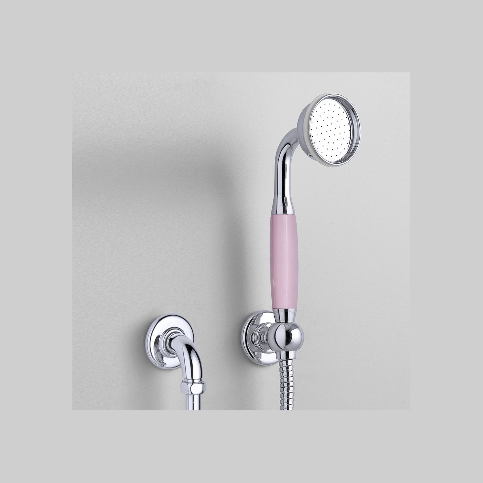 The Water Monopoly - Rockwell Straight Handshower On Hose With Wall Outlet, Parking Bracket & Metal/Coloured Shower Handle gallery detail image